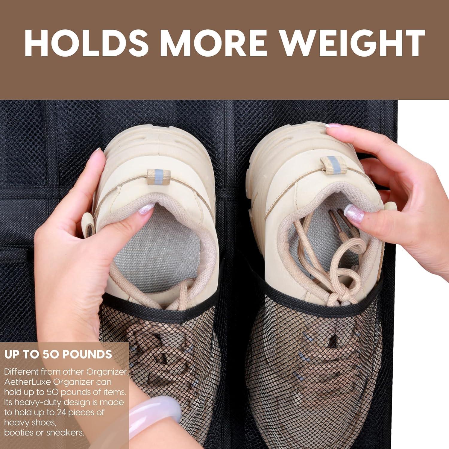 Organizador de Zapatos Colgante AetherLuxe Negro 24 Bolsillos