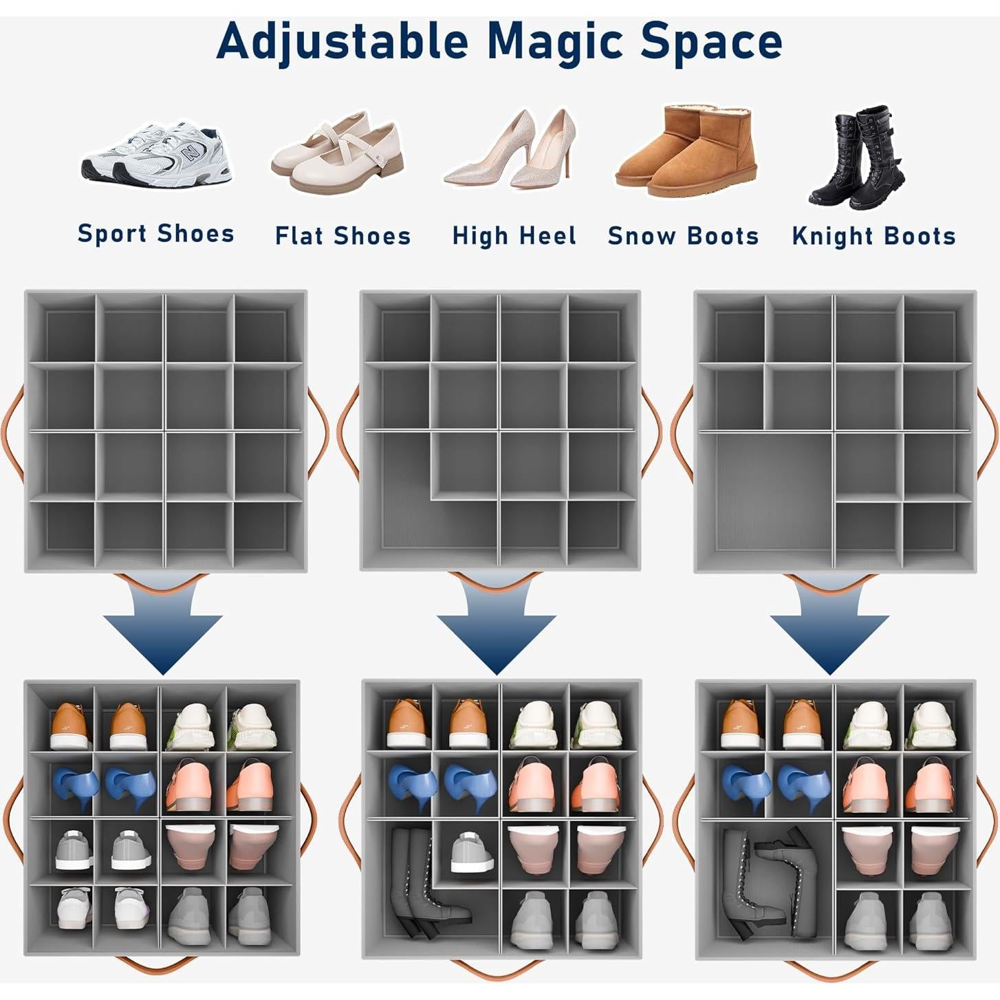 Organizador de Zapatos Atsuhut 16 Pares Gris Plegable