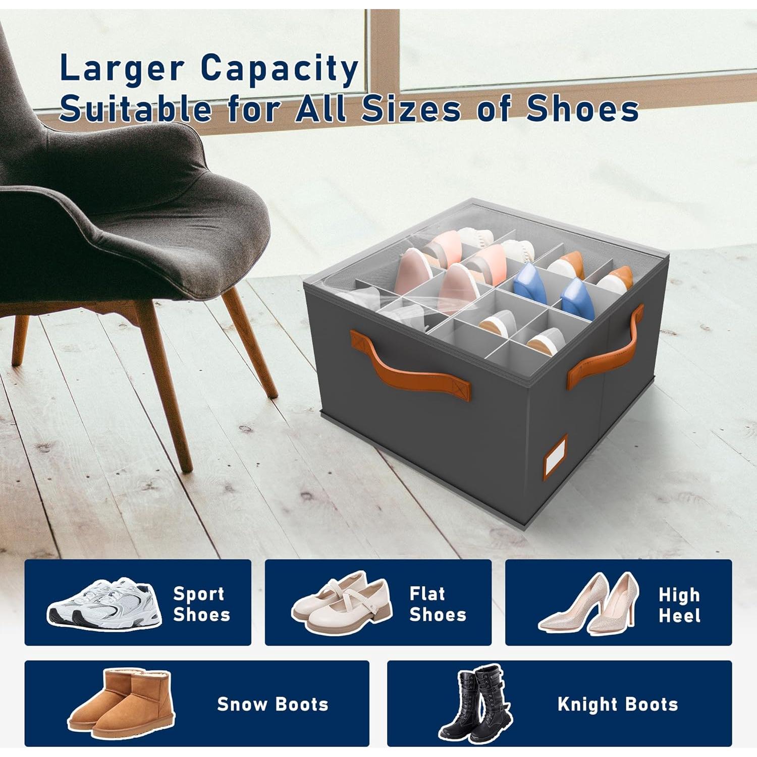 Organizador de Zapatos Atsuhut 16 Pares Gris Plegable