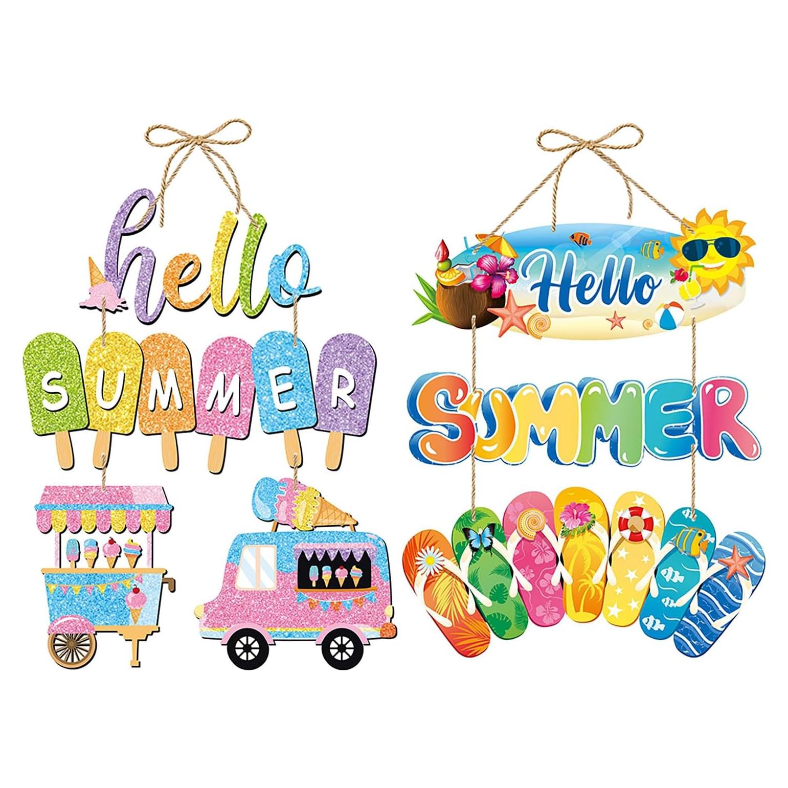 Decoraciones de Fiesta Tropical Luau - 2pcs Chanclas y Helado