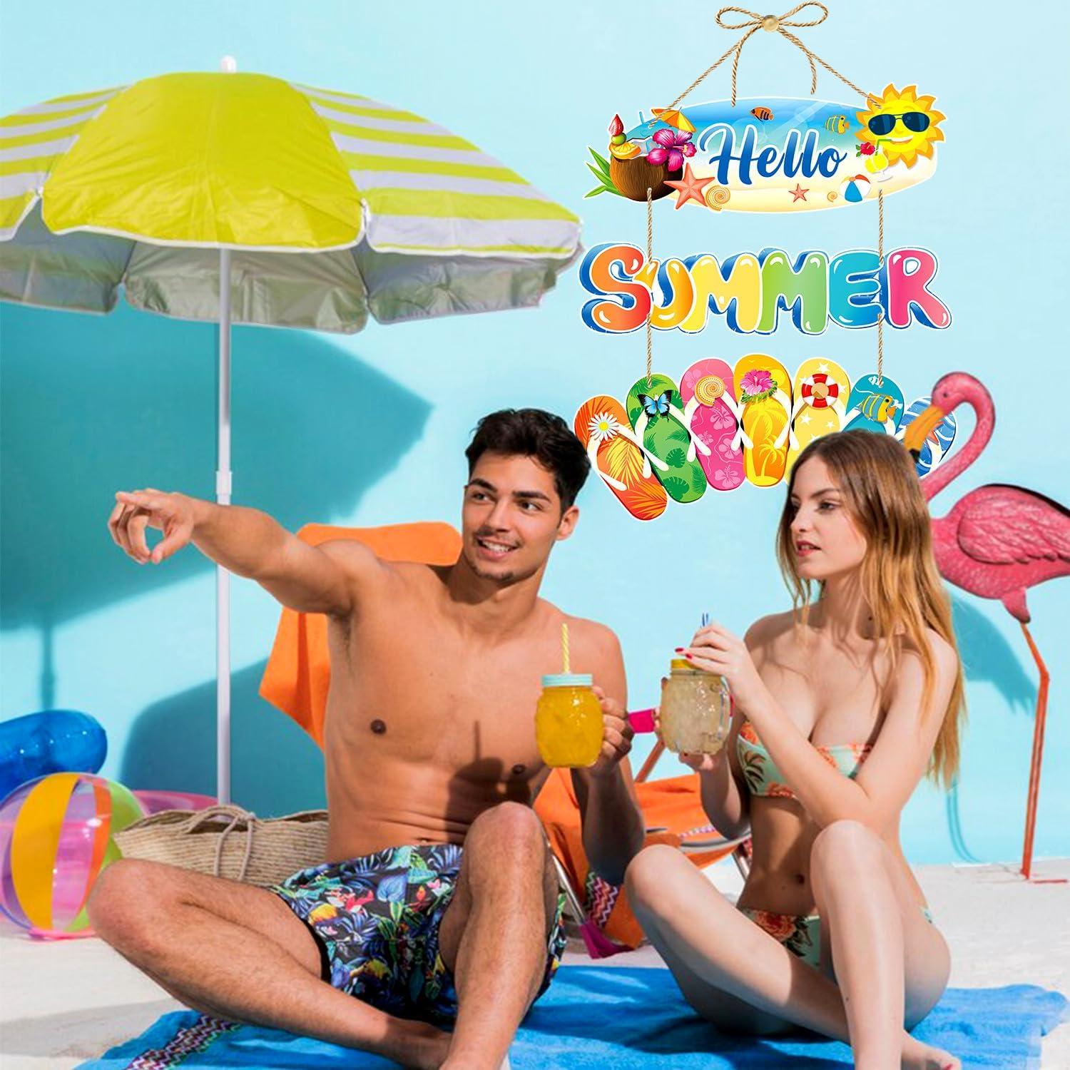 Decoraciones de Fiesta Tropical Luau - 2pcs Chanclas y Helado