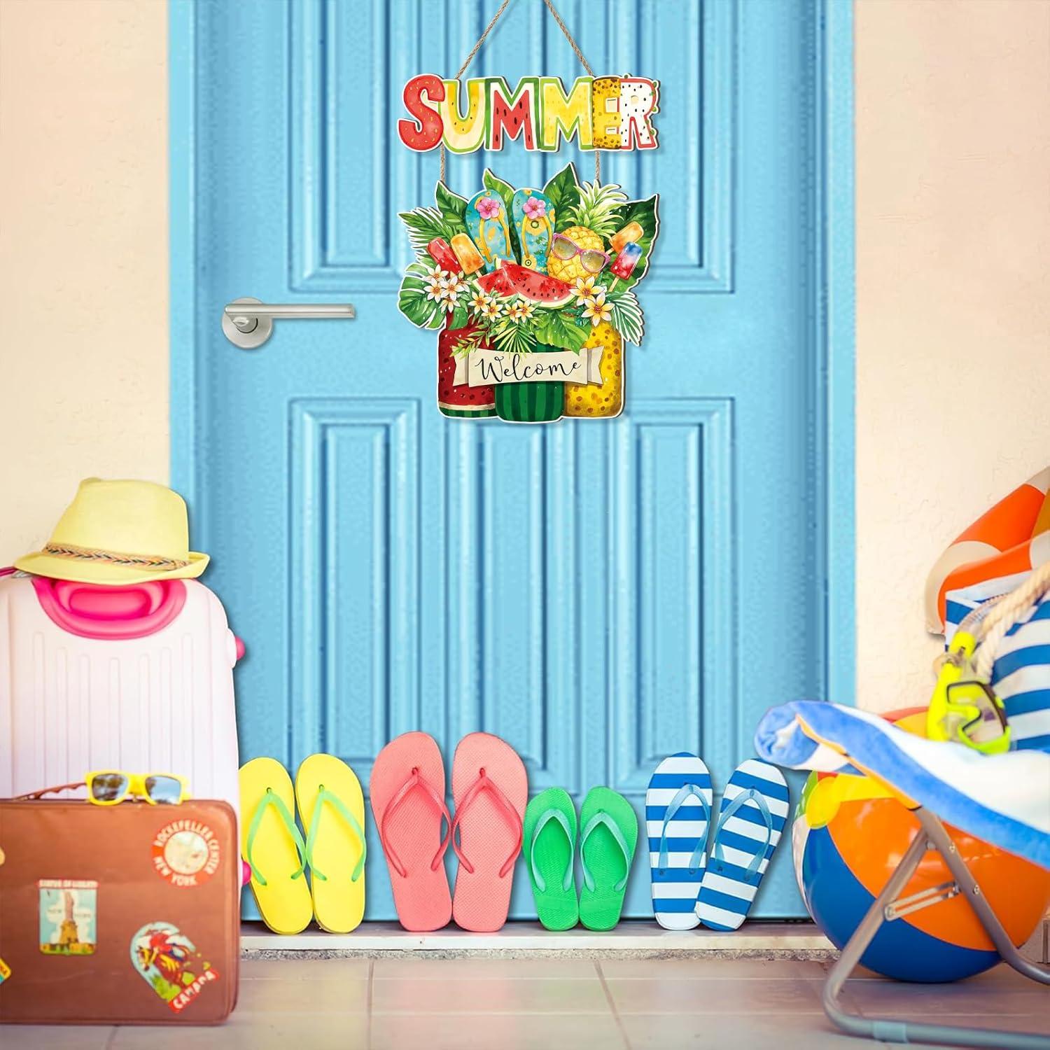 Cartel de Bienvenida Verano Celestdeco Frutas Tropicales 29x29cm