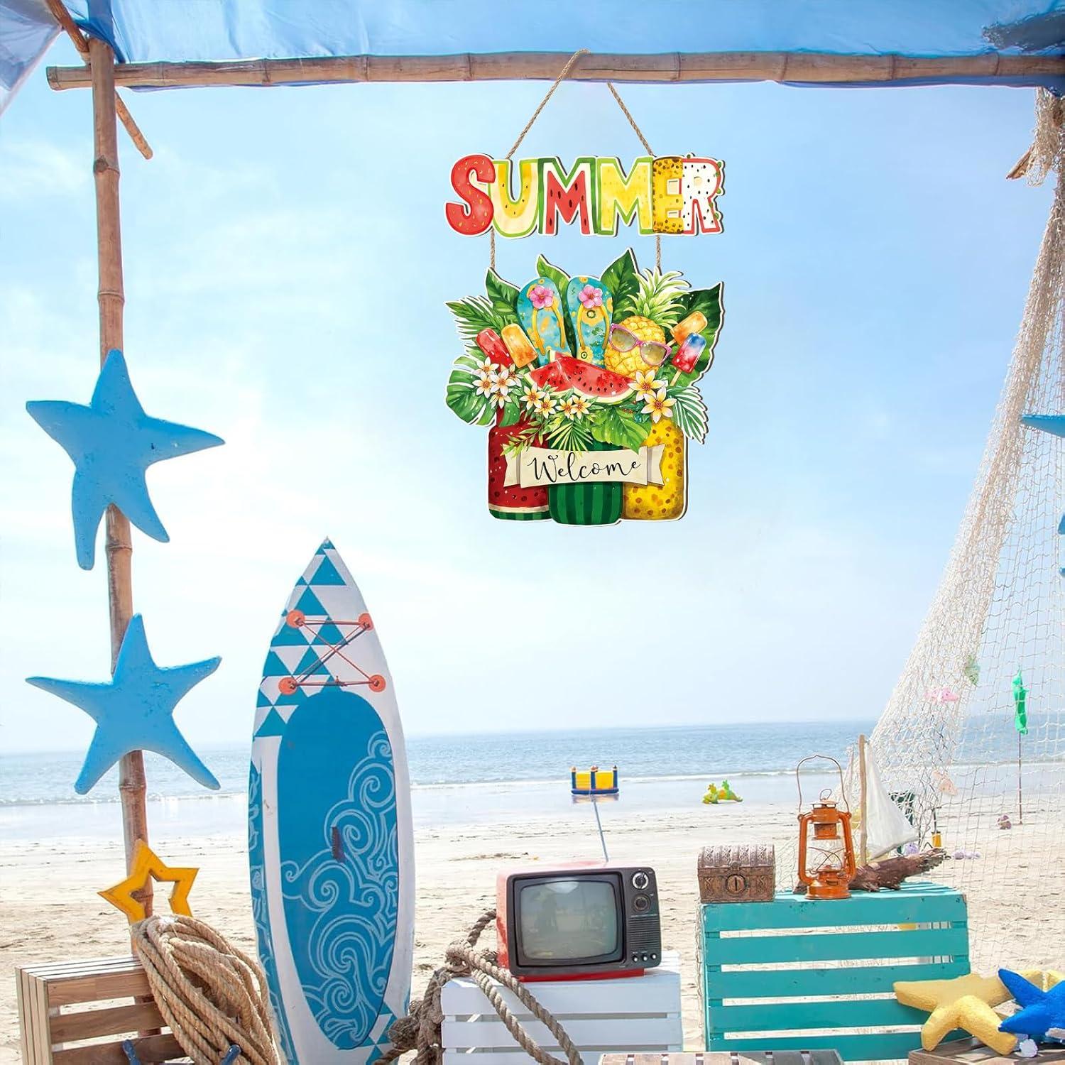 Cartel de Bienvenida Verano Celestdeco Frutas Tropicales 29x29cm