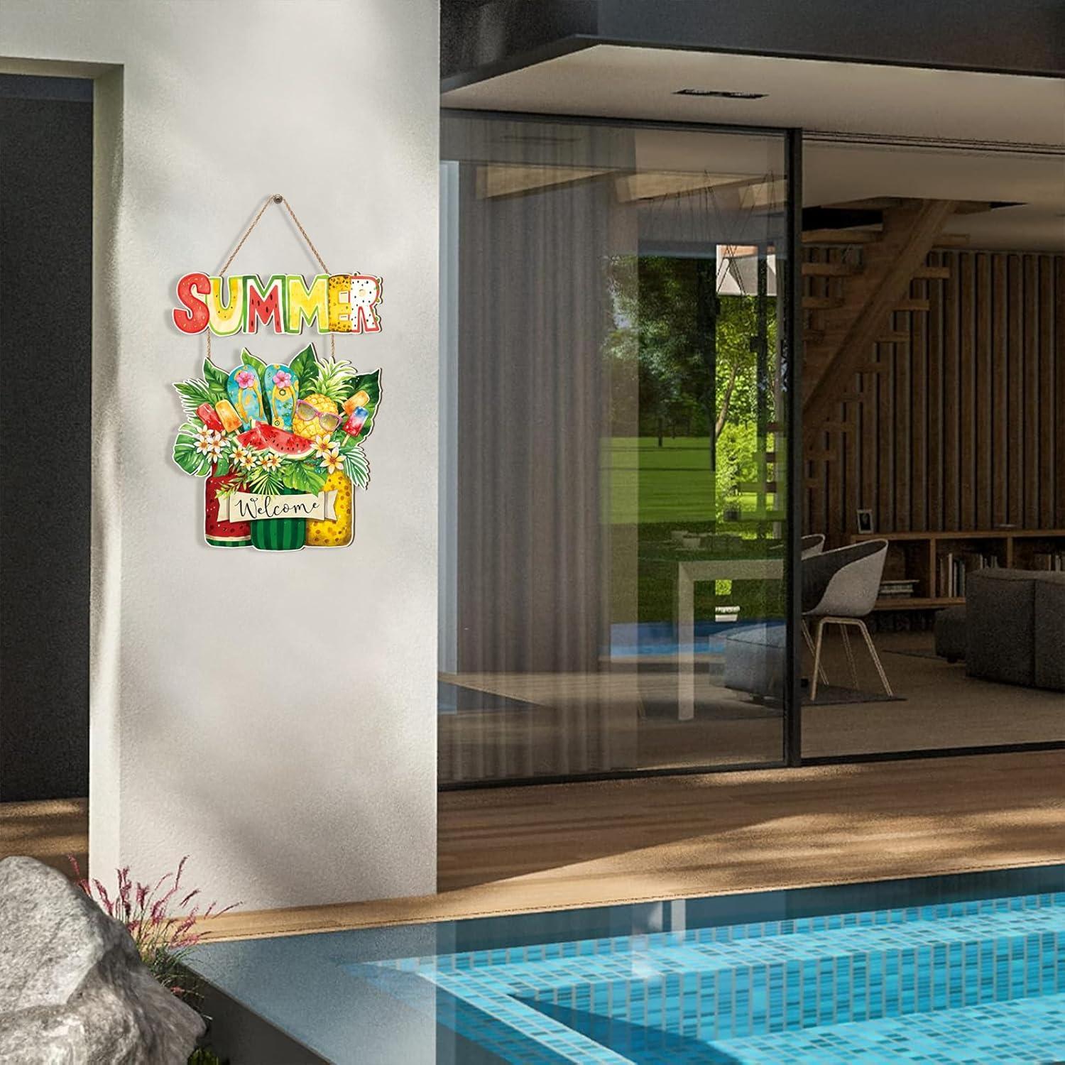 Cartel de Bienvenida Verano Celestdeco Frutas Tropicales 29x29cm