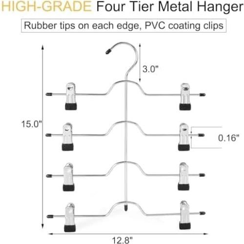 Perchero de Metal TOPIA HANGER 4 Niveles Antideslizante Negro 2-Pack