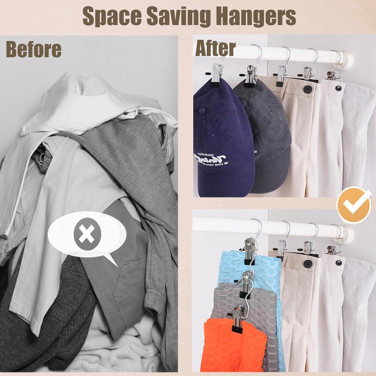 Perchas para Pantalones WAYDA, 10 Clips Ahorra Espacio Metal