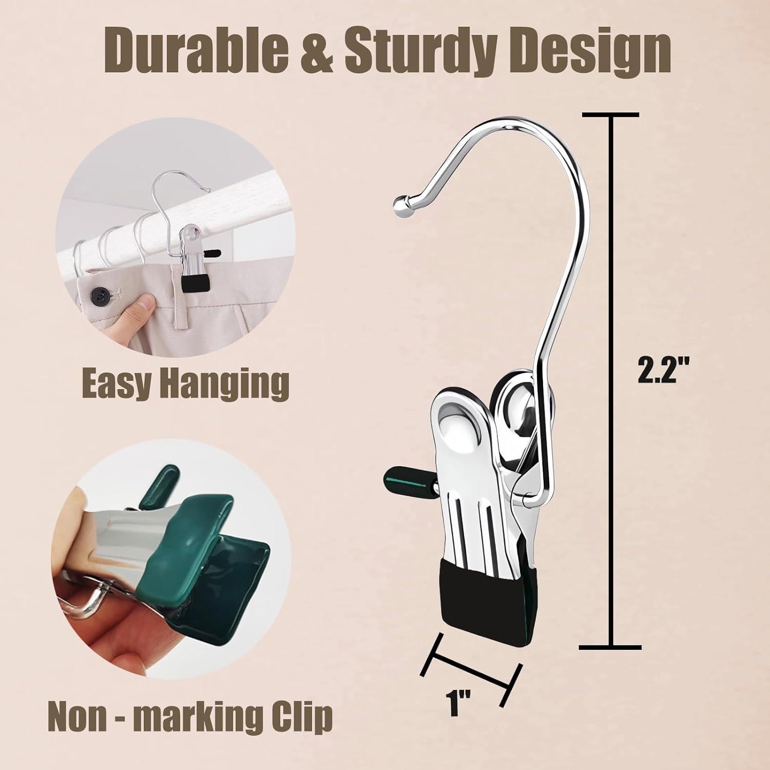 Perchas para Pantalones WAYDA, 10 Clips Ahorra Espacio Metal