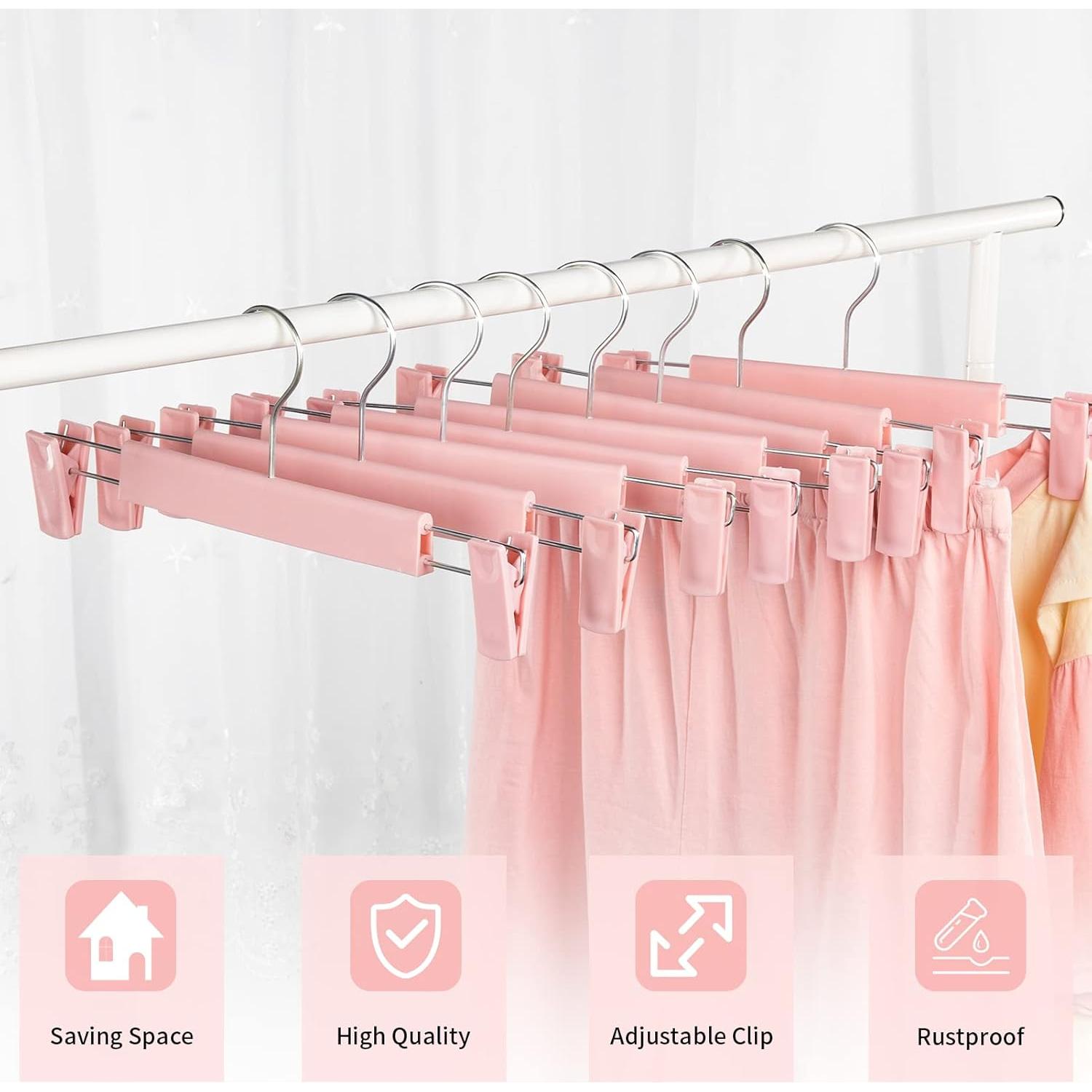 Perchas para Pantalones Lamitocs 10Pack Rosa Clips Ajustables