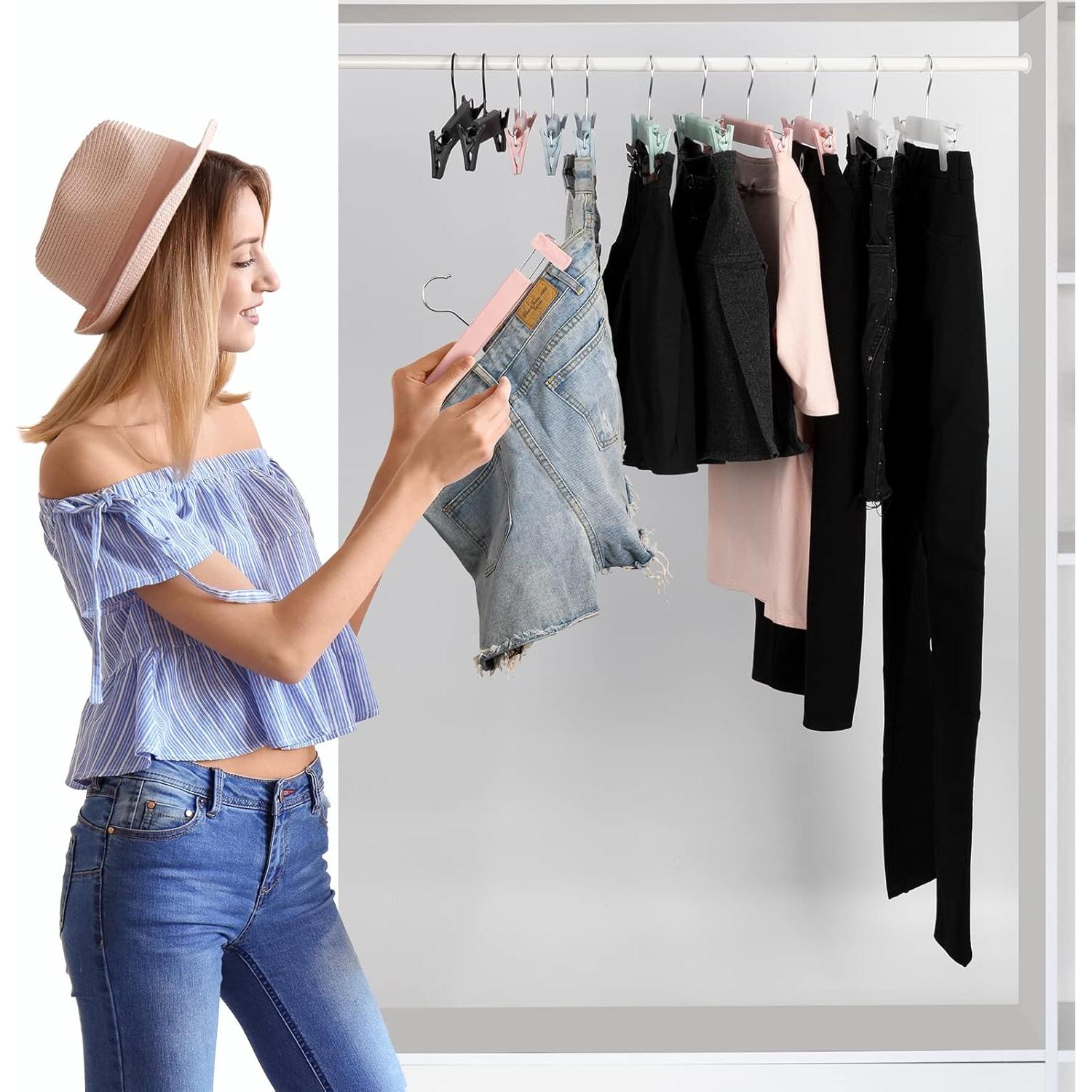 Perchas para Pantalones Lamitocs 10Pack Rosa Clips Ajustables