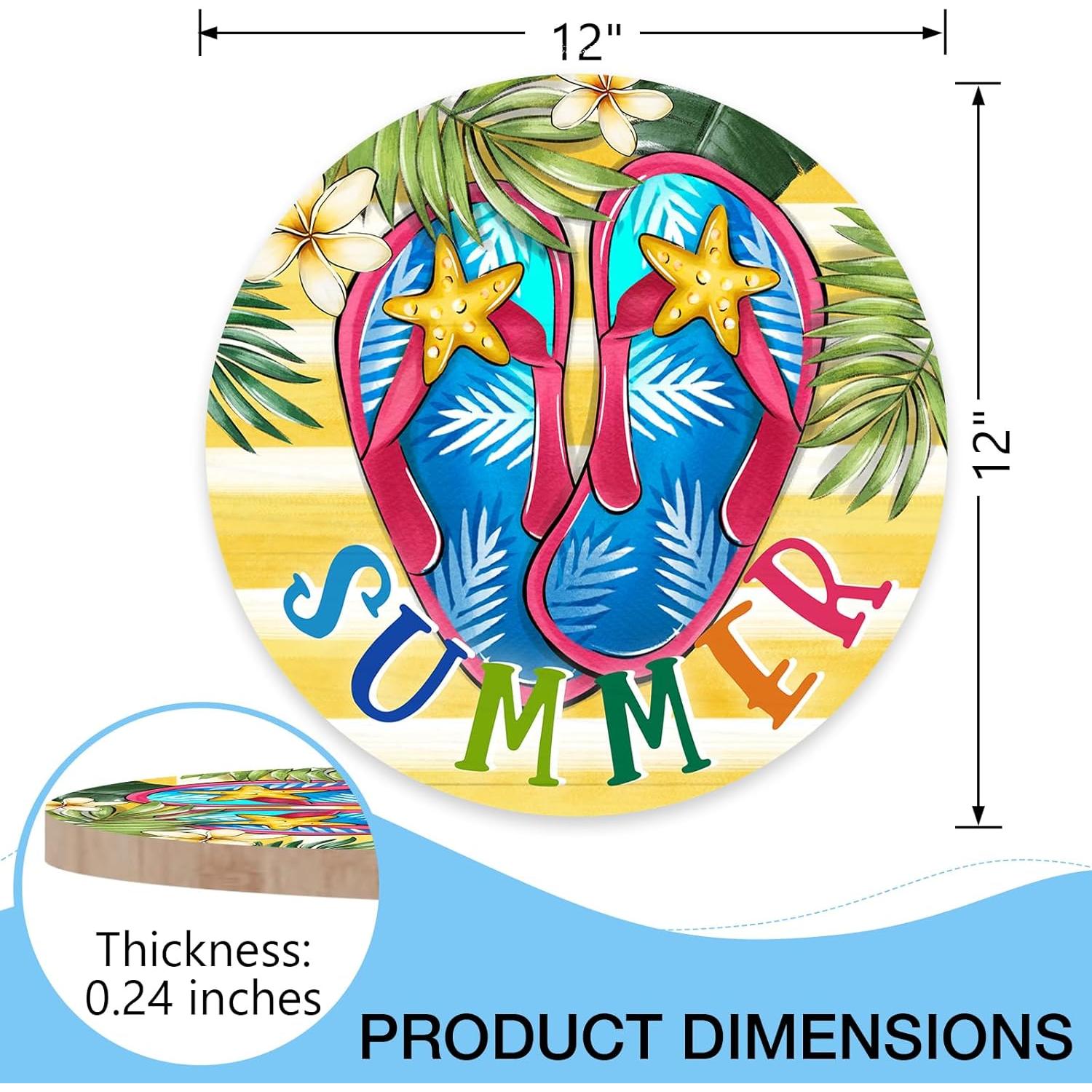 Cartel de Puerta Verano Deroro 30.48x30.48cm Chanclas Tropical