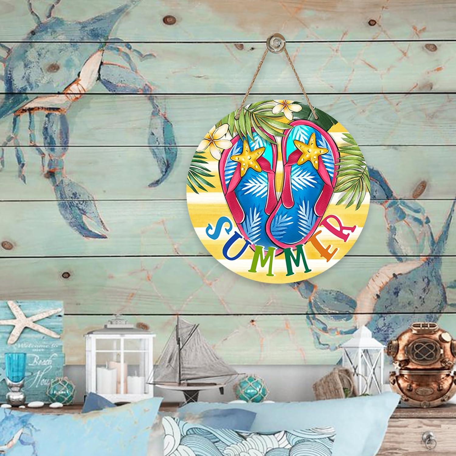 Cartel de Puerta Verano Deroro 30.48x30.48cm Chanclas Tropical