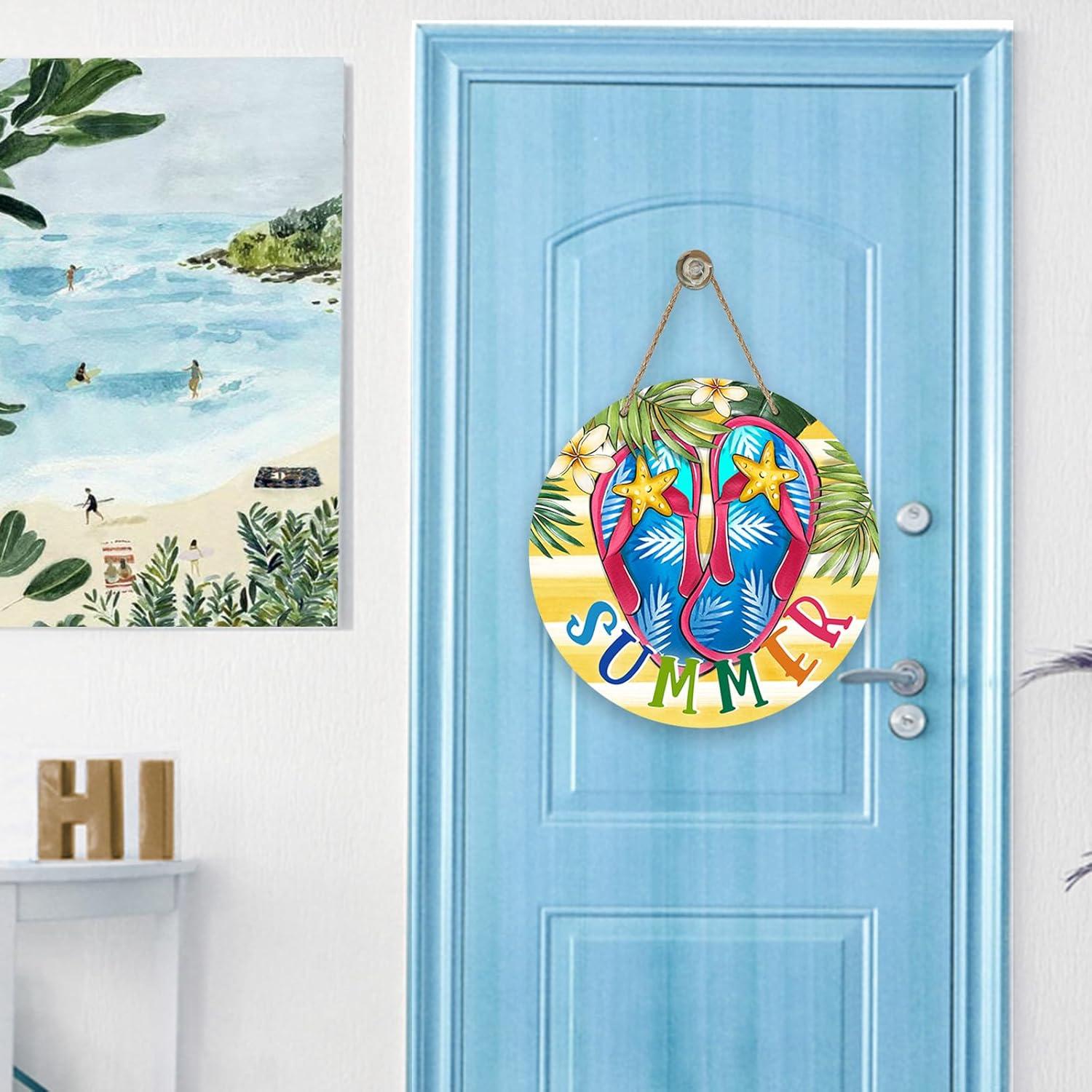 Cartel de Puerta Verano Deroro 30.48x30.48cm Chanclas Tropical