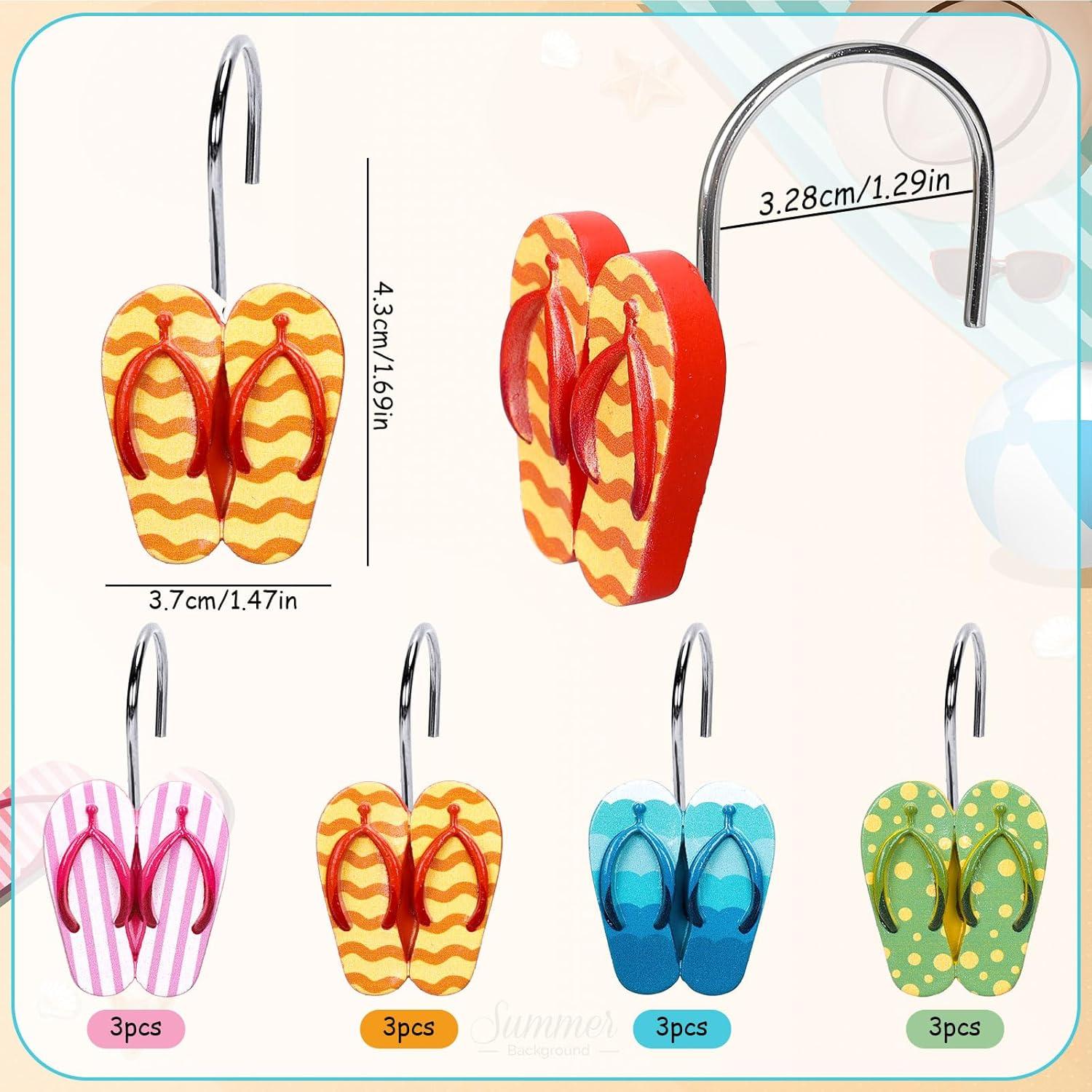 Ganchos de Cortina de Ducha Whaline 12 Pcs Chanclas Verano