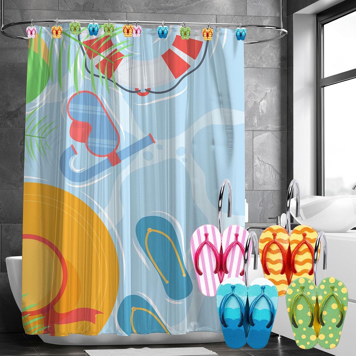 Ganchos de Cortina de Ducha Whaline 12 Pcs Chanclas Verano