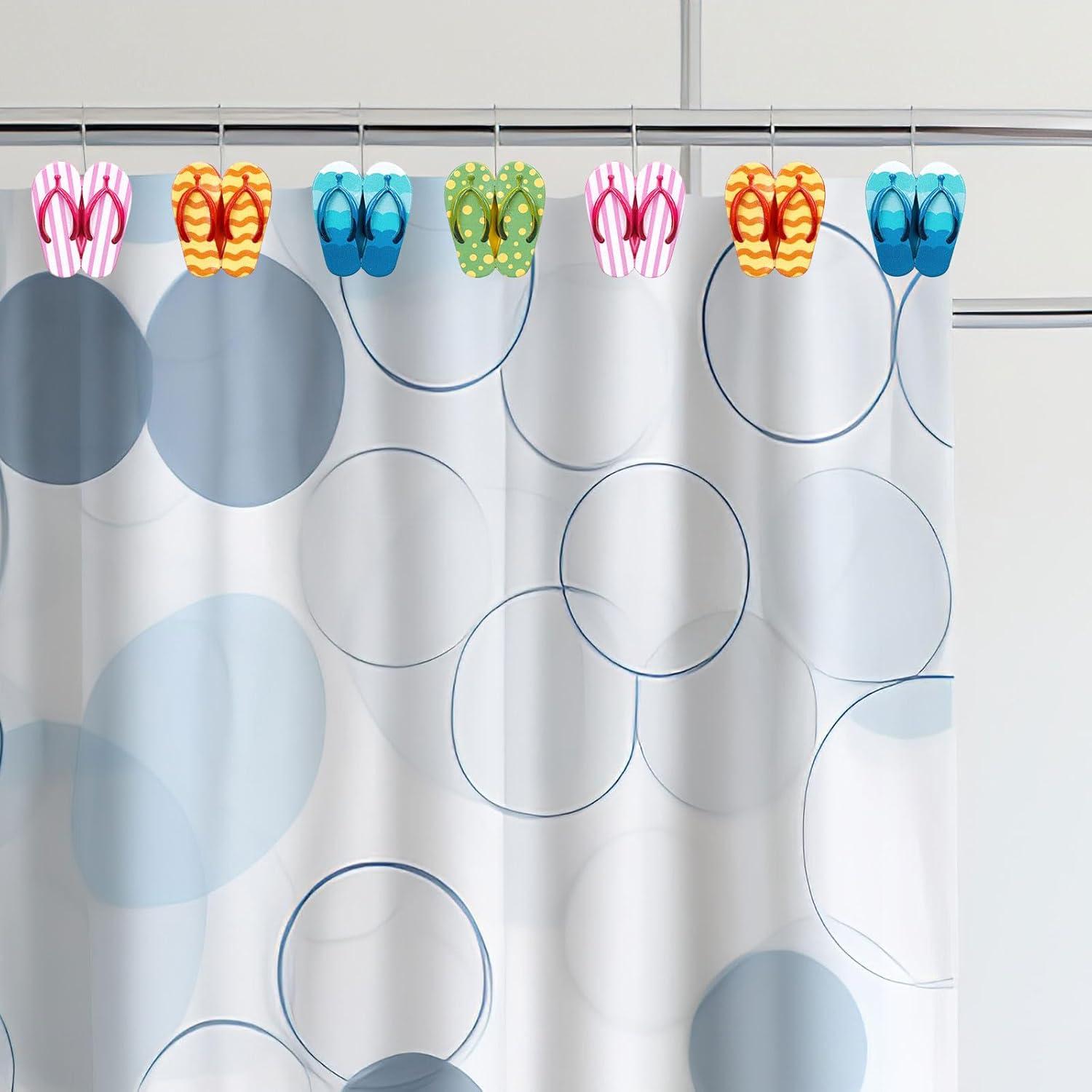 Ganchos de Cortina de Ducha Whaline 12 Pcs Chanclas Verano