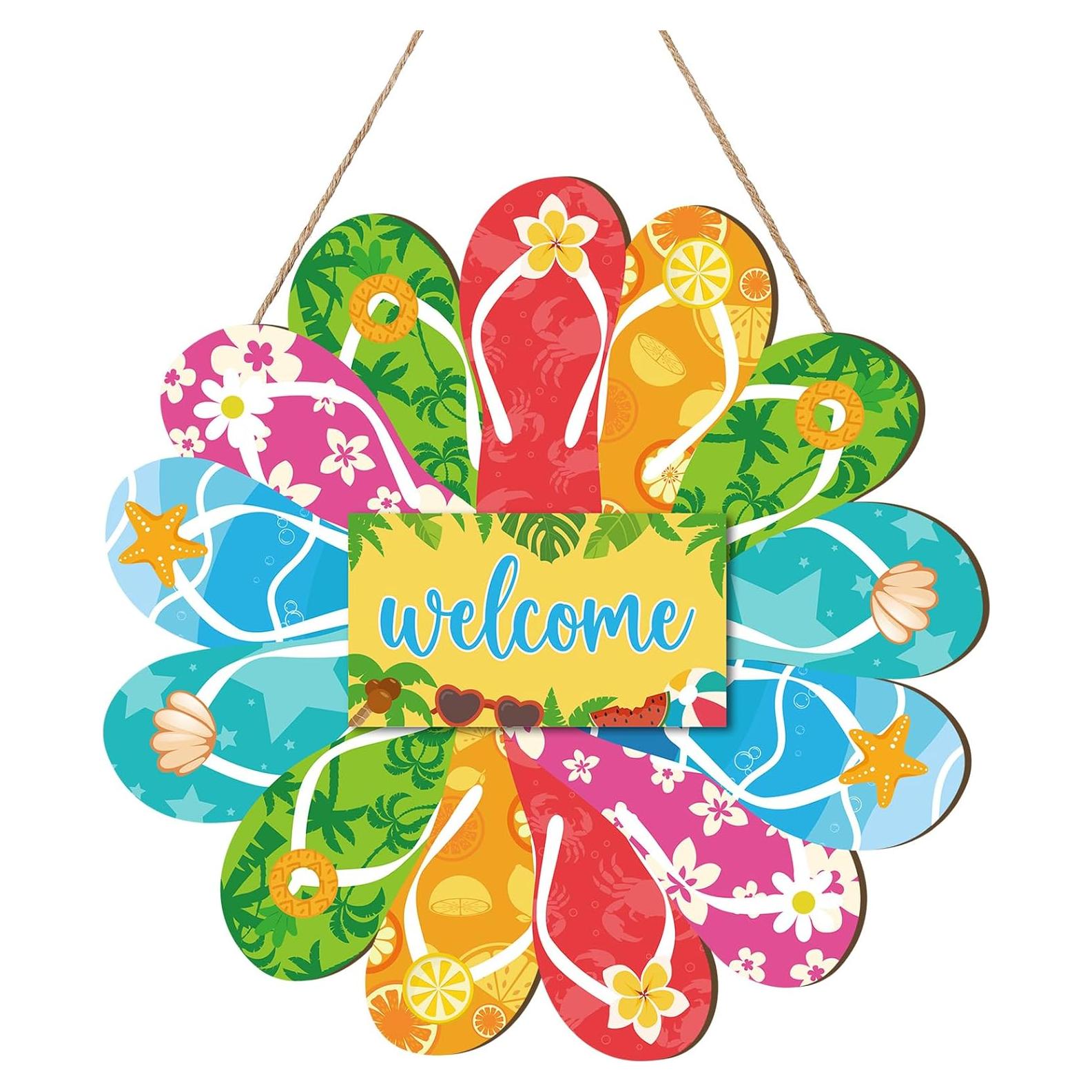 Cartel Colgante de Madera Chanclas Verano Yousoontic 30x30cm