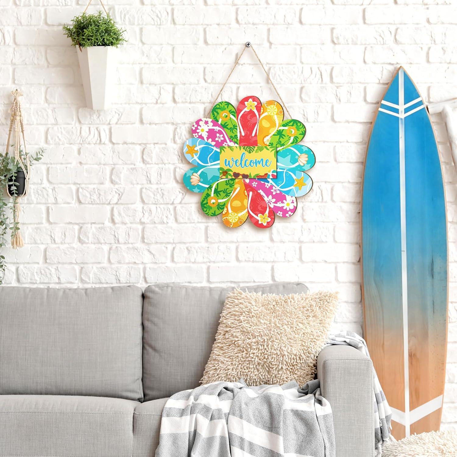 Cartel Colgante de Madera Chanclas Verano Yousoontic 30x30cm