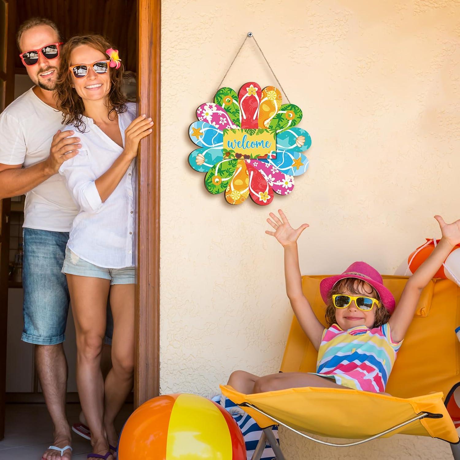 Cartel Colgante de Madera Chanclas Verano Yousoontic 30x30cm