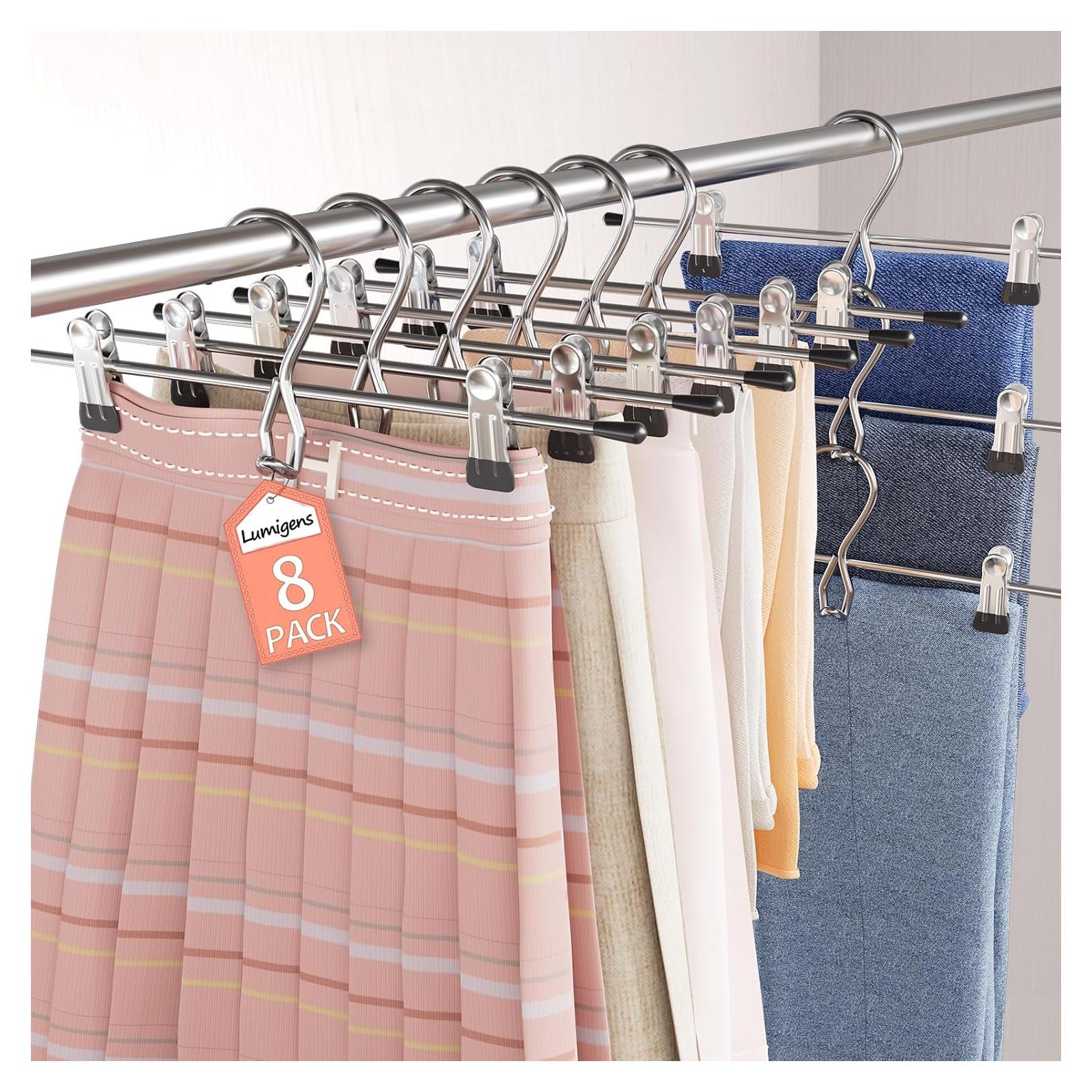 Perchas Apilables Lumigens para Pantalones y Faldas - Paquete de 8