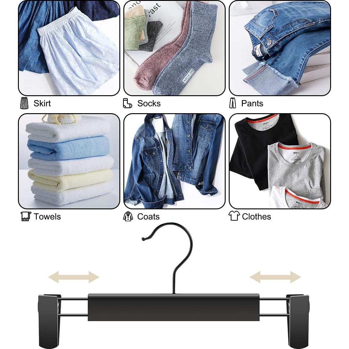 Perchas para Pantalones GUANJUNE - Paquete de 10, Negro