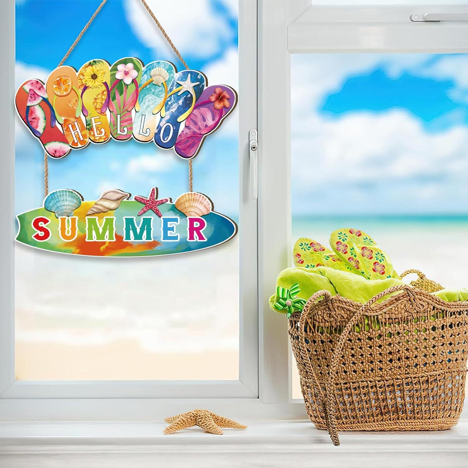 Decoración de Puerta de Verano Chanclas Coloridas 29x13.4 cm