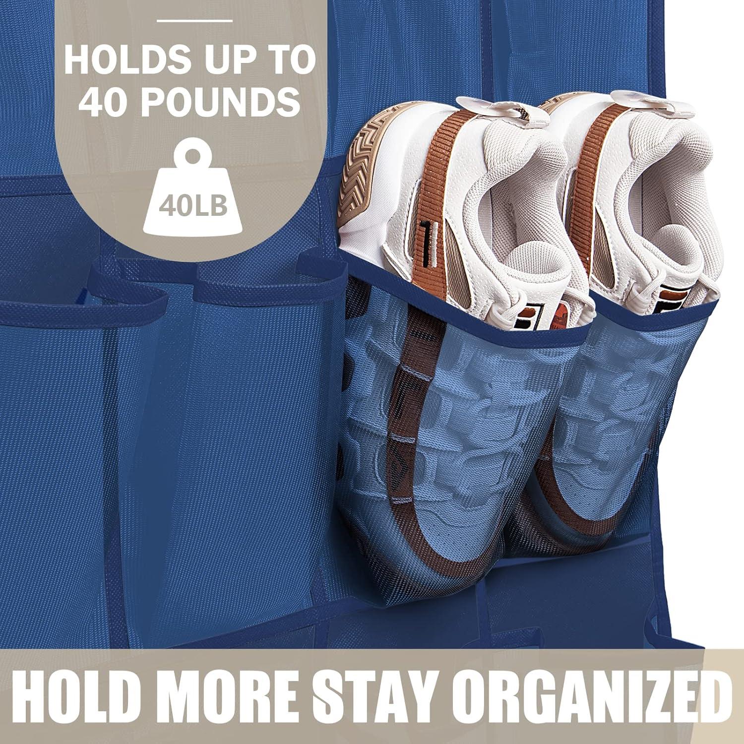 Organizador de Zapatos Colgante Tiblue 35 Bolsillos Malla Azul