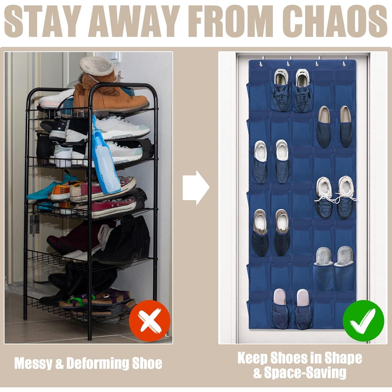 Organizador de Zapatos Colgante Tiblue 35 Bolsillos Malla Azul
