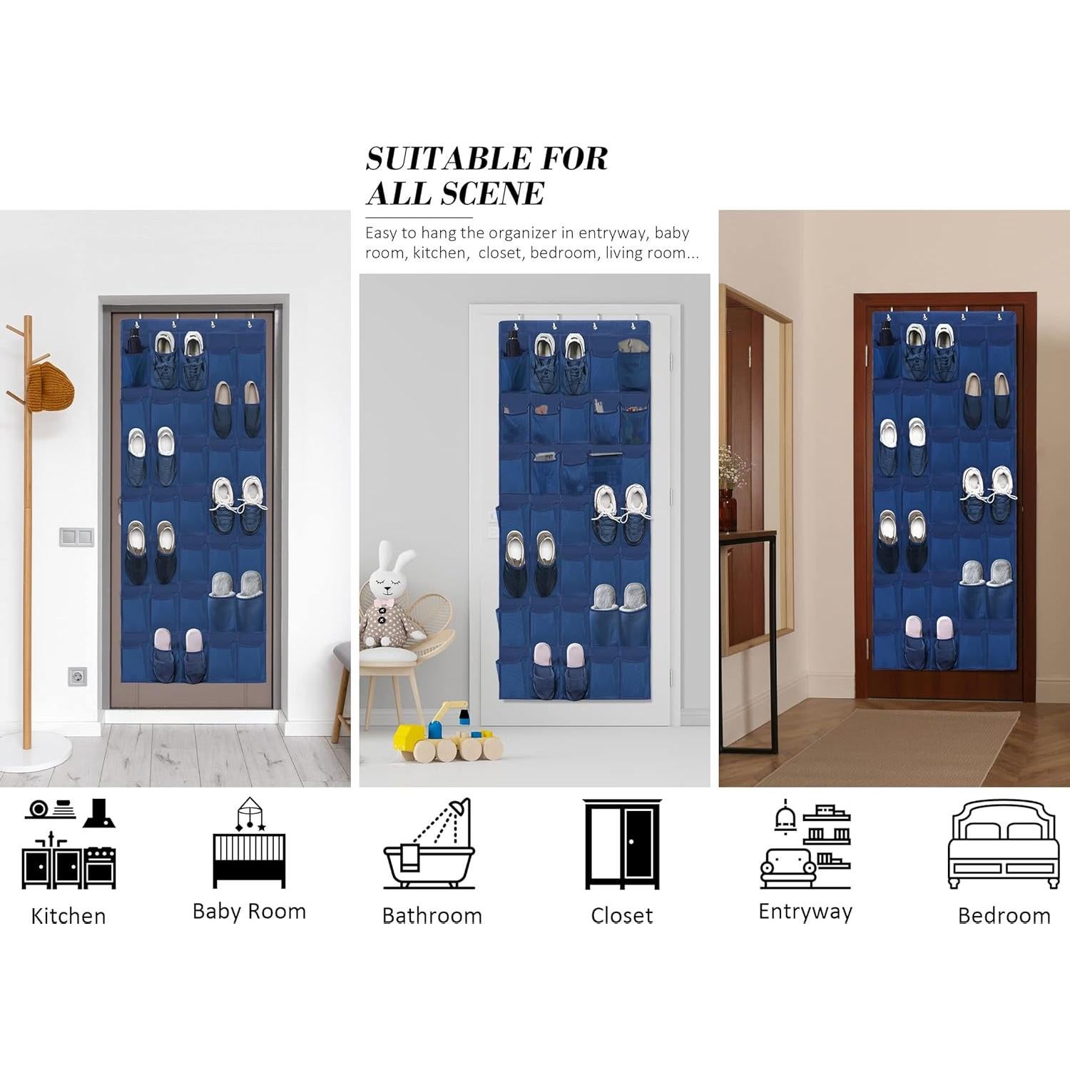 Organizador de Zapatos Colgante Tiblue 35 Bolsillos Malla Azul