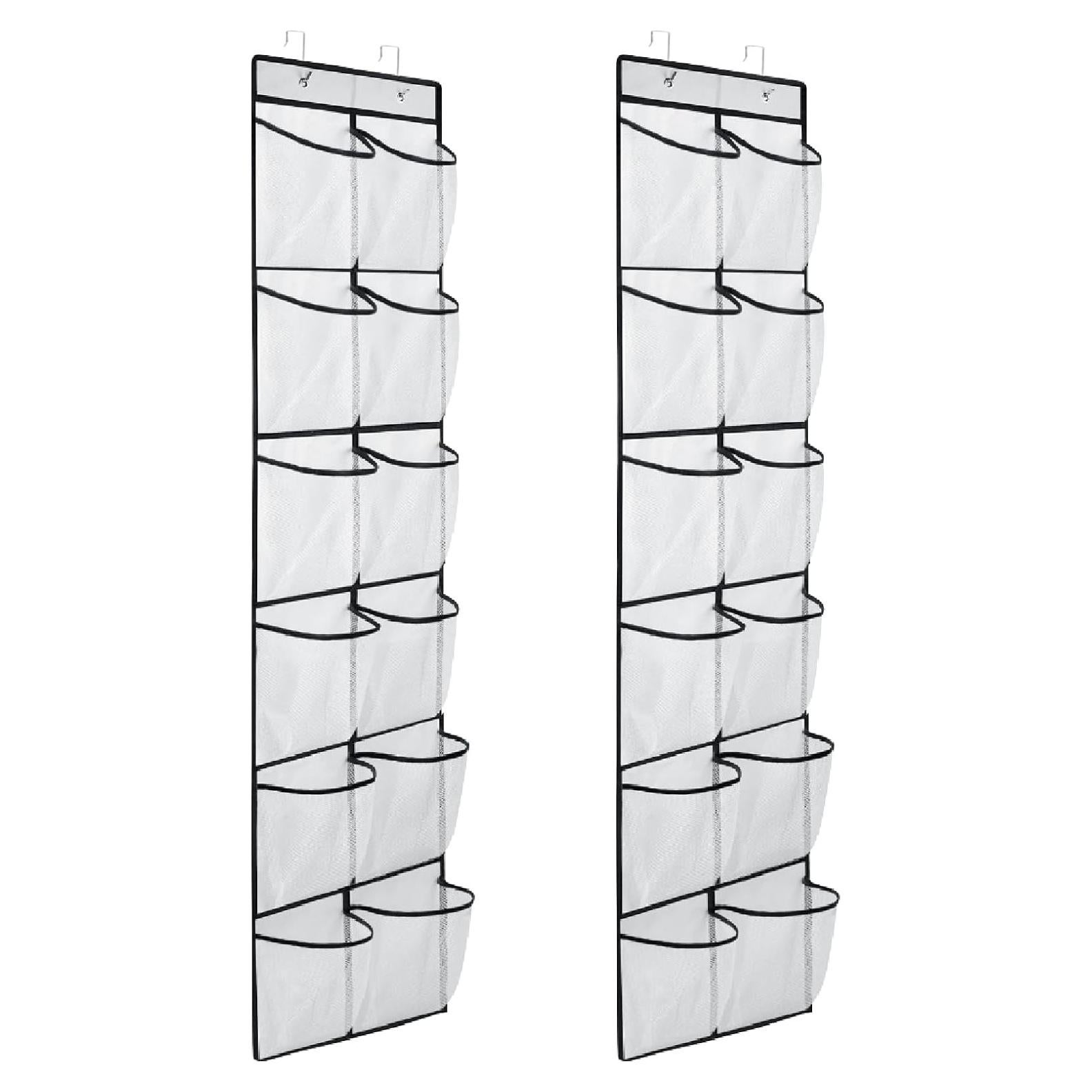 Organizador de Zapatos MSLOVE, 12 Bolsillos Malla, Blanco, 2 Pzs