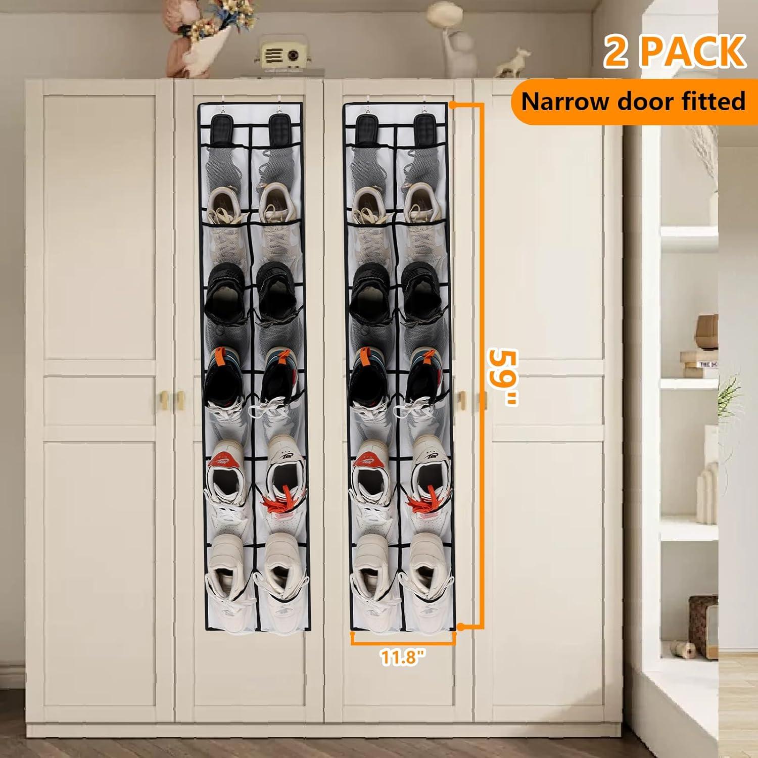 Organizador de Zapatos MSLOVE, 12 Bolsillos Malla, Blanco, 2 Pzs