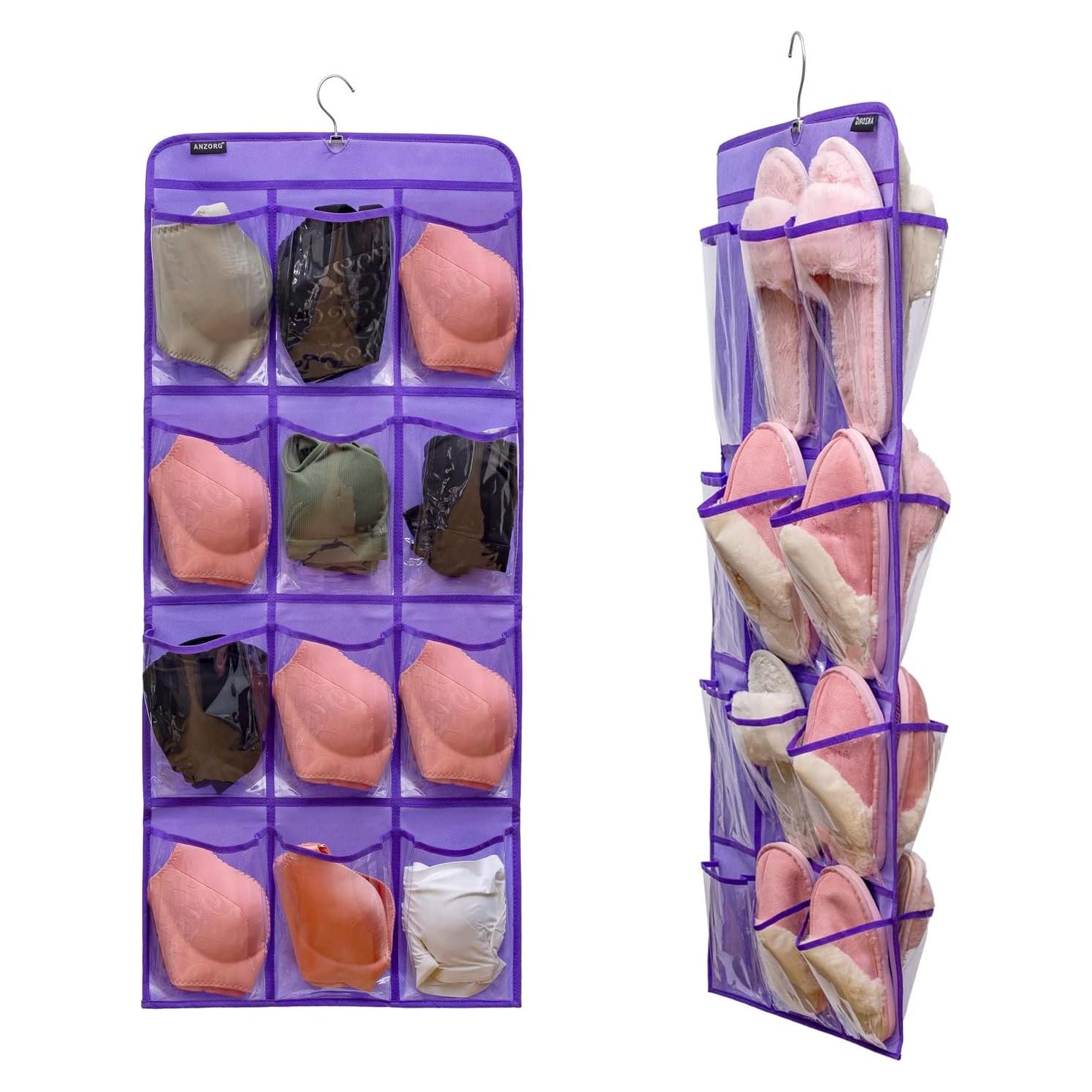 Organizador Colgante de Zapatos ANZORG 24 Bolsillos Morado
