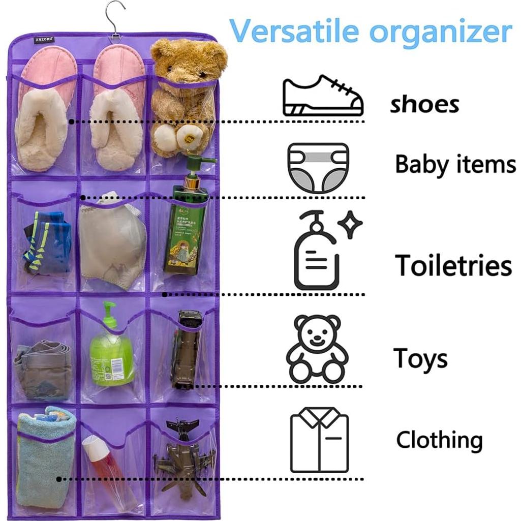 Organizador Colgante de Zapatos ANZORG 24 Bolsillos Morado