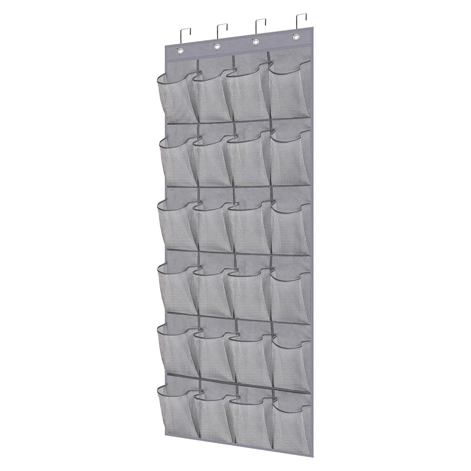 Organizador de Zapatos sobre la Puerta MISSLO 24 Bolsillos Malla Gris