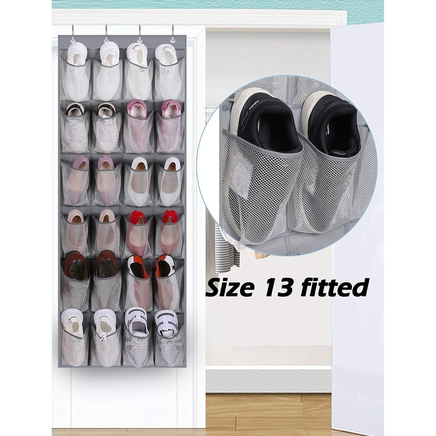 Organizador de Zapatos sobre la Puerta MISSLO 24 Bolsillos Malla Gris