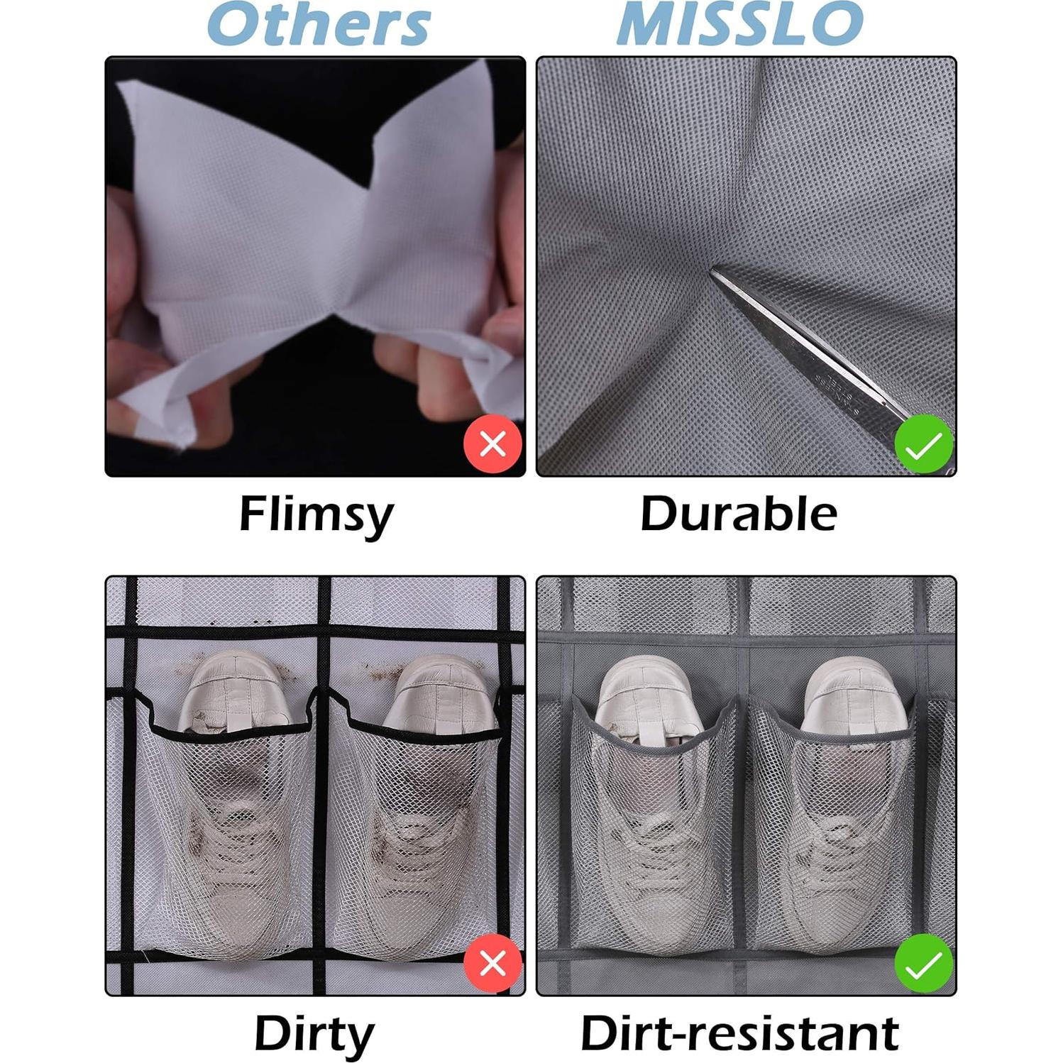 Organizador de Zapatos sobre la Puerta MISSLO 24 Bolsillos Malla Gris