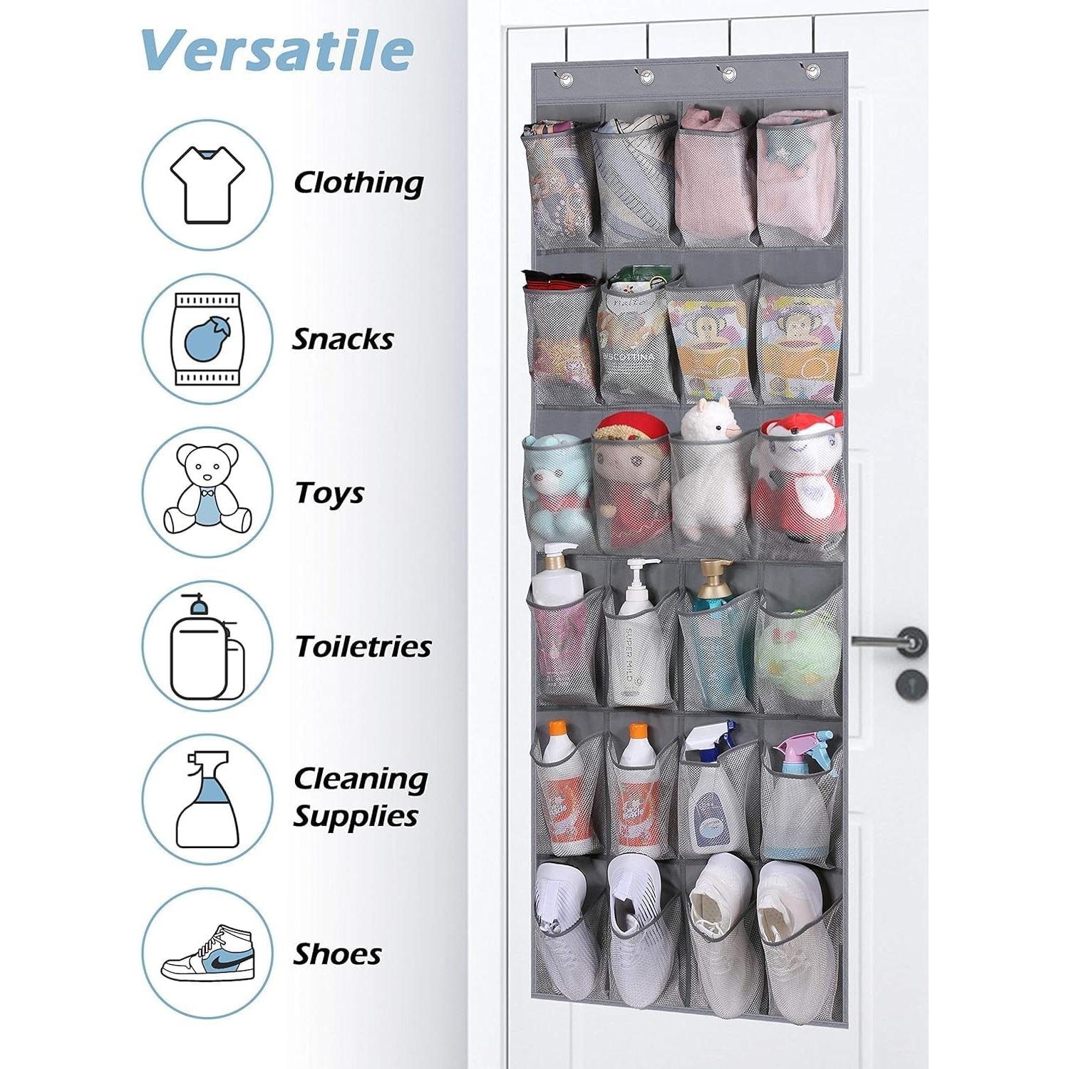 Organizador de Zapatos sobre la Puerta MISSLO 24 Bolsillos Malla Gris
