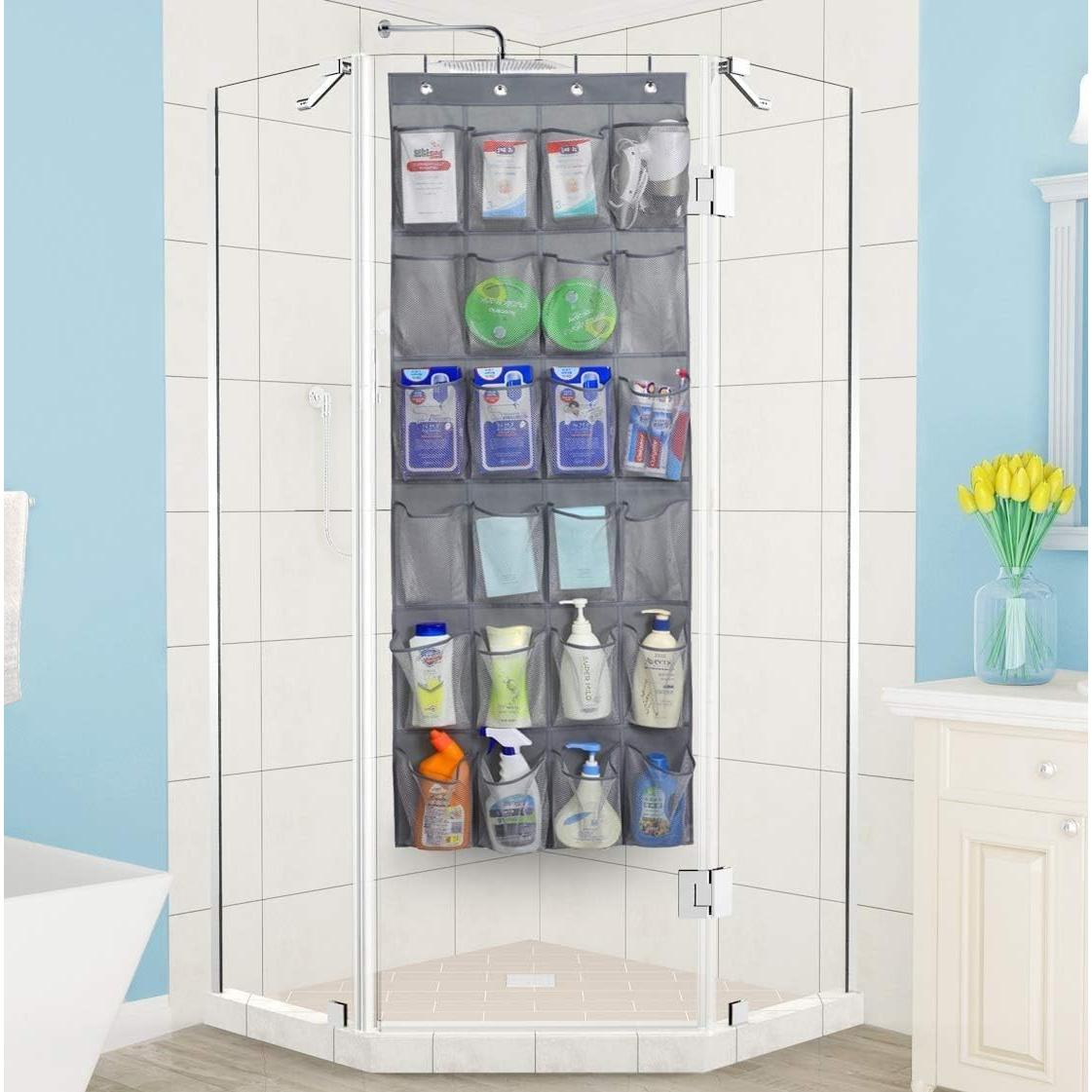 Organizador de Zapatos sobre la Puerta MISSLO 24 Bolsillos Malla Gris