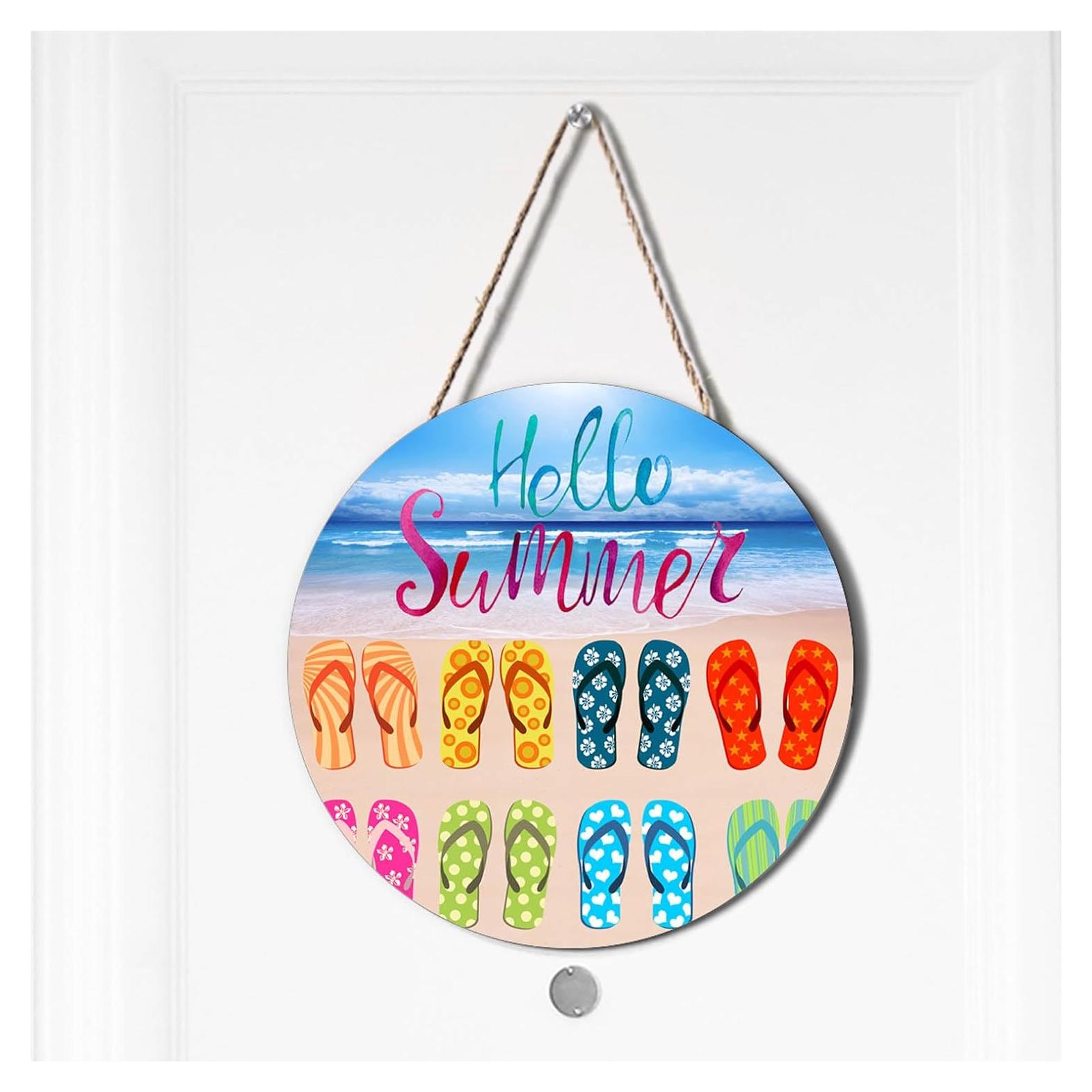 Cartel de Bienvenida Redondo de Madera 30 cm Ceutoiy Playa