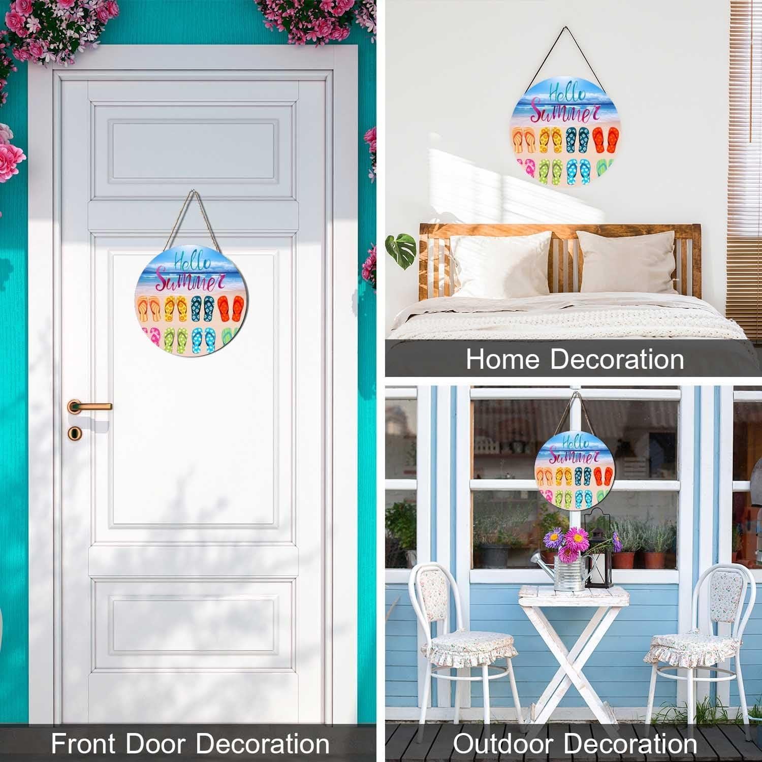 Cartel de Bienvenida Redondo de Madera 30 cm Ceutoiy Playa