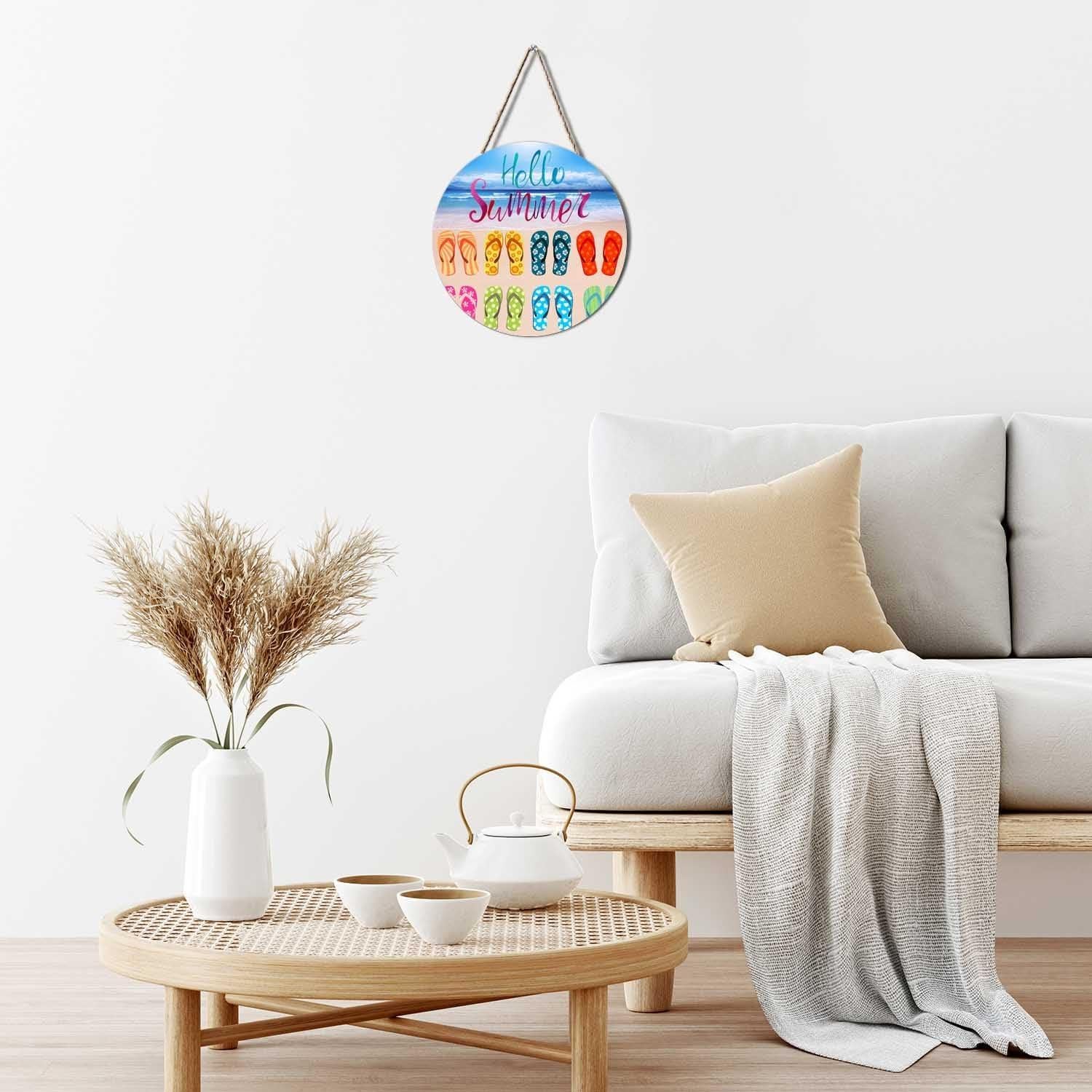 Cartel de Bienvenida Redondo de Madera 30 cm Ceutoiy Playa