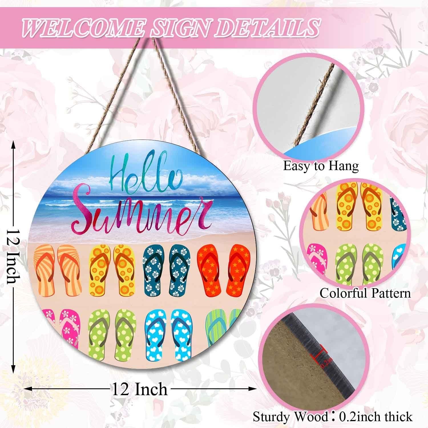 Cartel de Bienvenida Redondo de Madera 30 cm Ceutoiy Playa