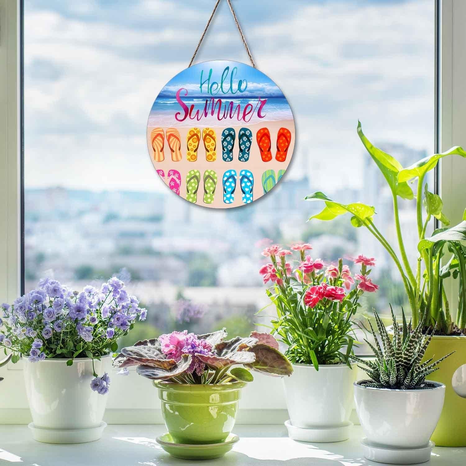 Cartel de Bienvenida Redondo de Madera 30 cm Ceutoiy Playa