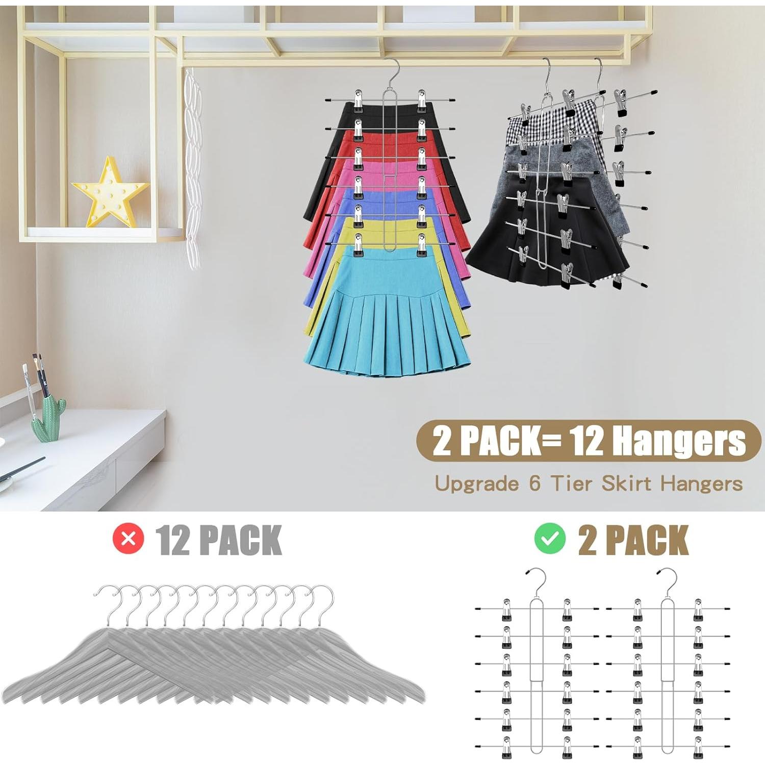 Perchas para Pantalones y Faldas Zoryllic 2 Paquete 6 Niveles