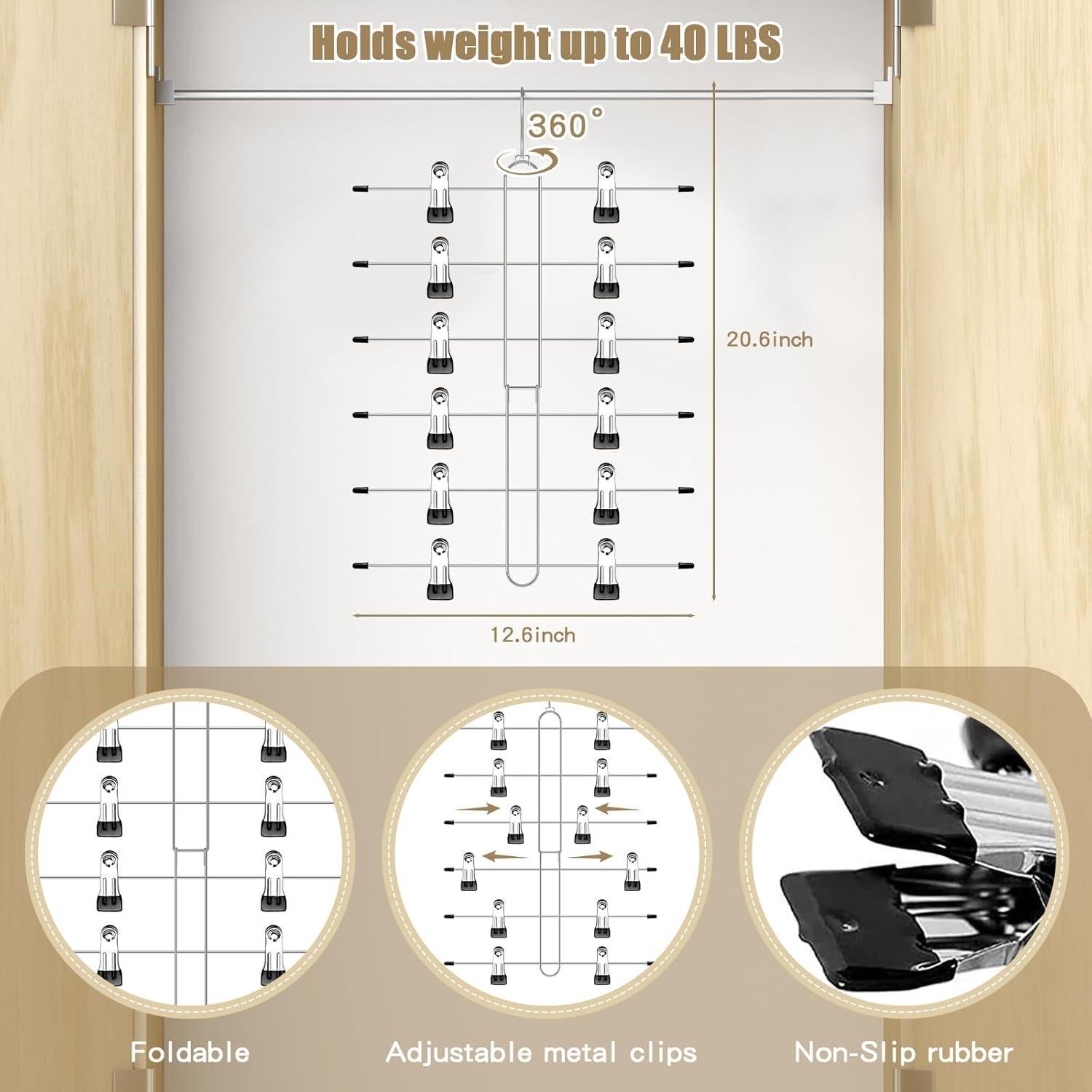 Perchas para Pantalones y Faldas Zoryllic 2 Paquete 6 Niveles