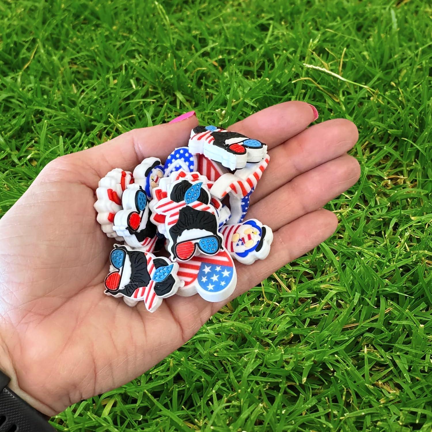 Juego de 12 cuentas de silicona patrióticas para manualidades