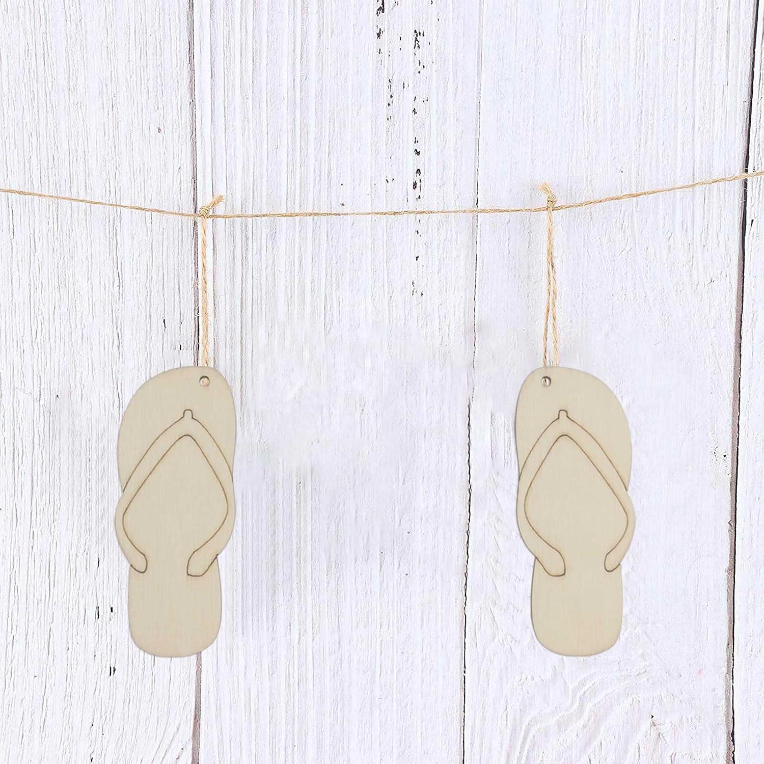 20 Recortes de Madera en Forma de Chanclas JANOU 10x4.3 cm