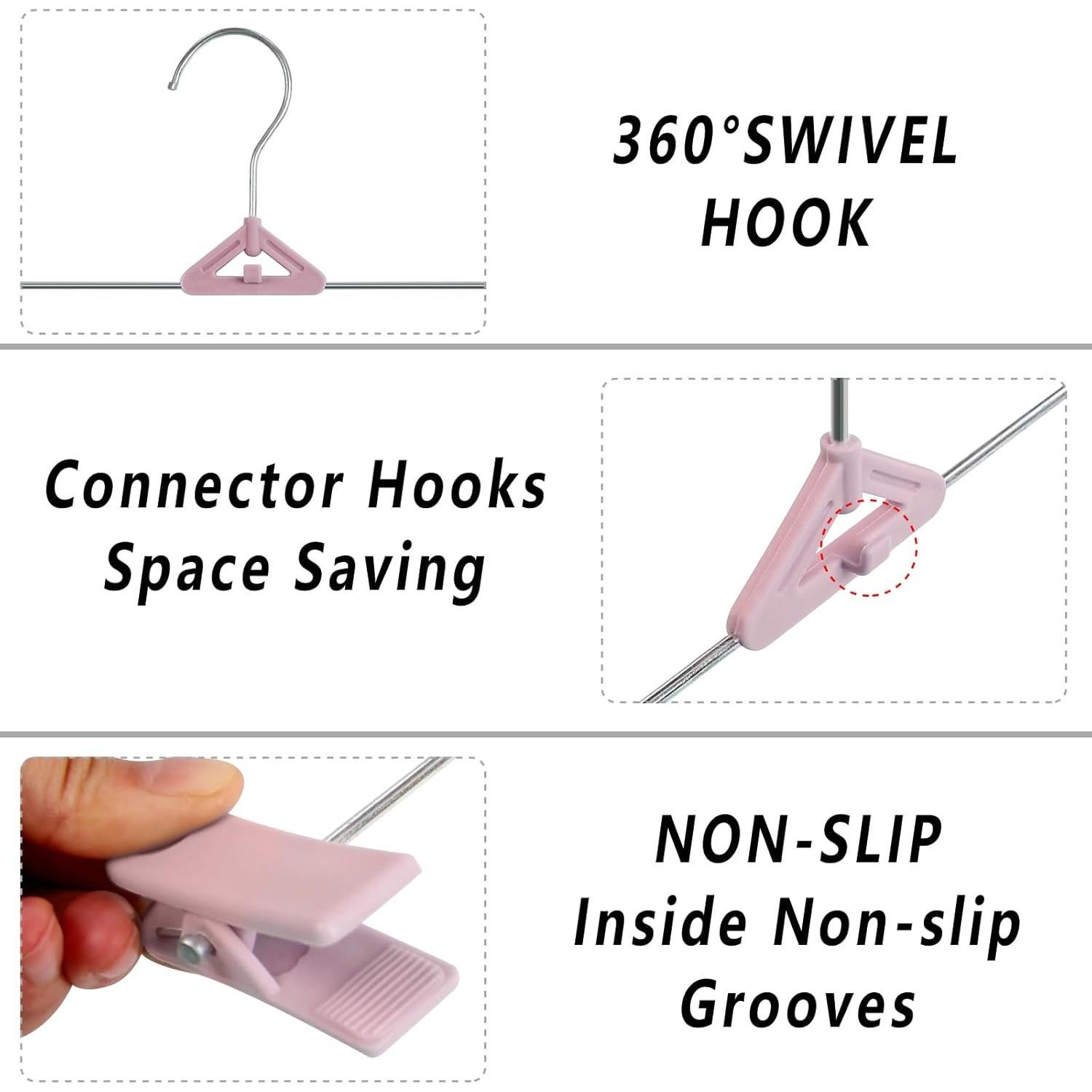 Perchas para Falda 30 Paquete NORTHERN BROTHERS Rosa Antideslizante