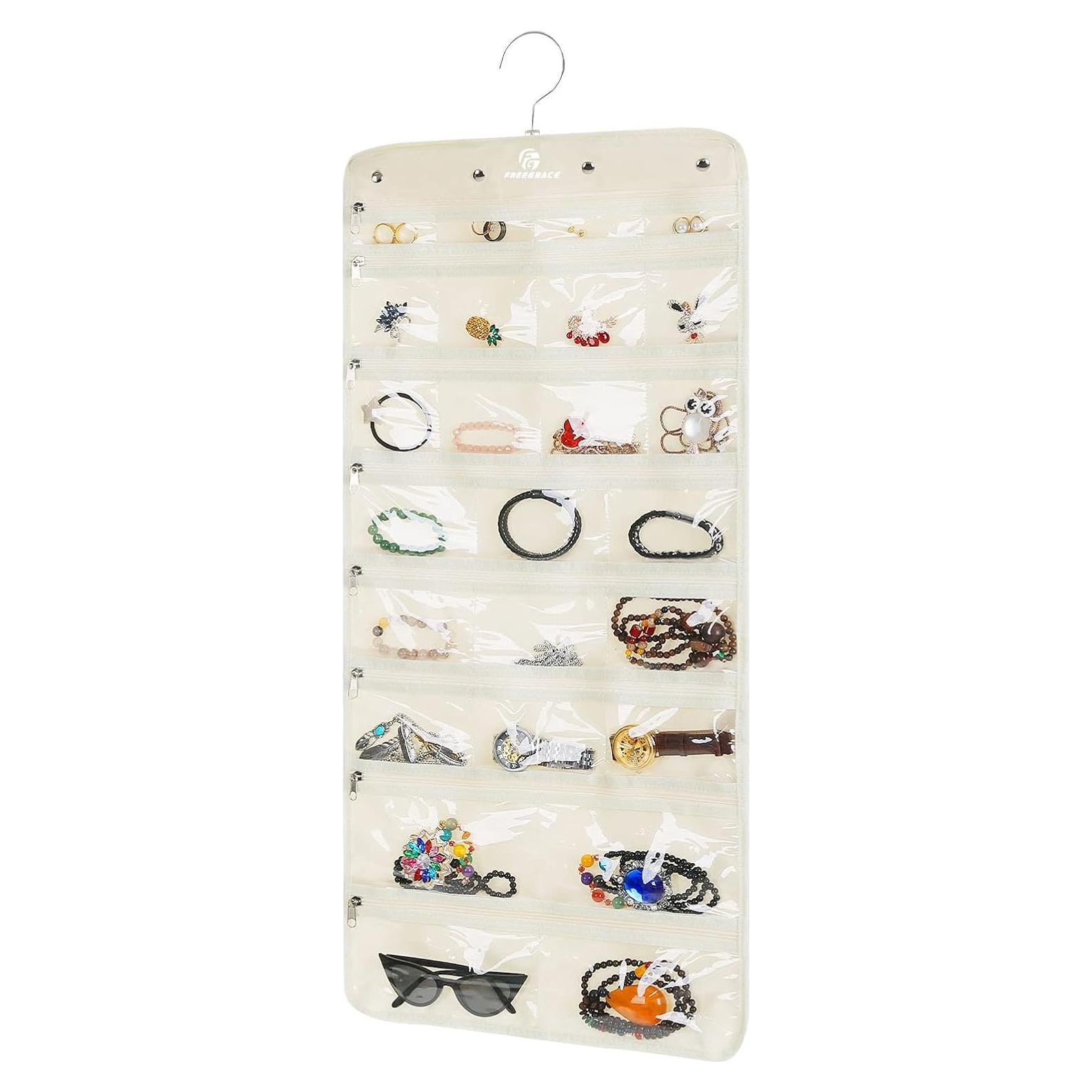 Organizador de Joyería Colgante Freegrace 50 Bolsillos Beige