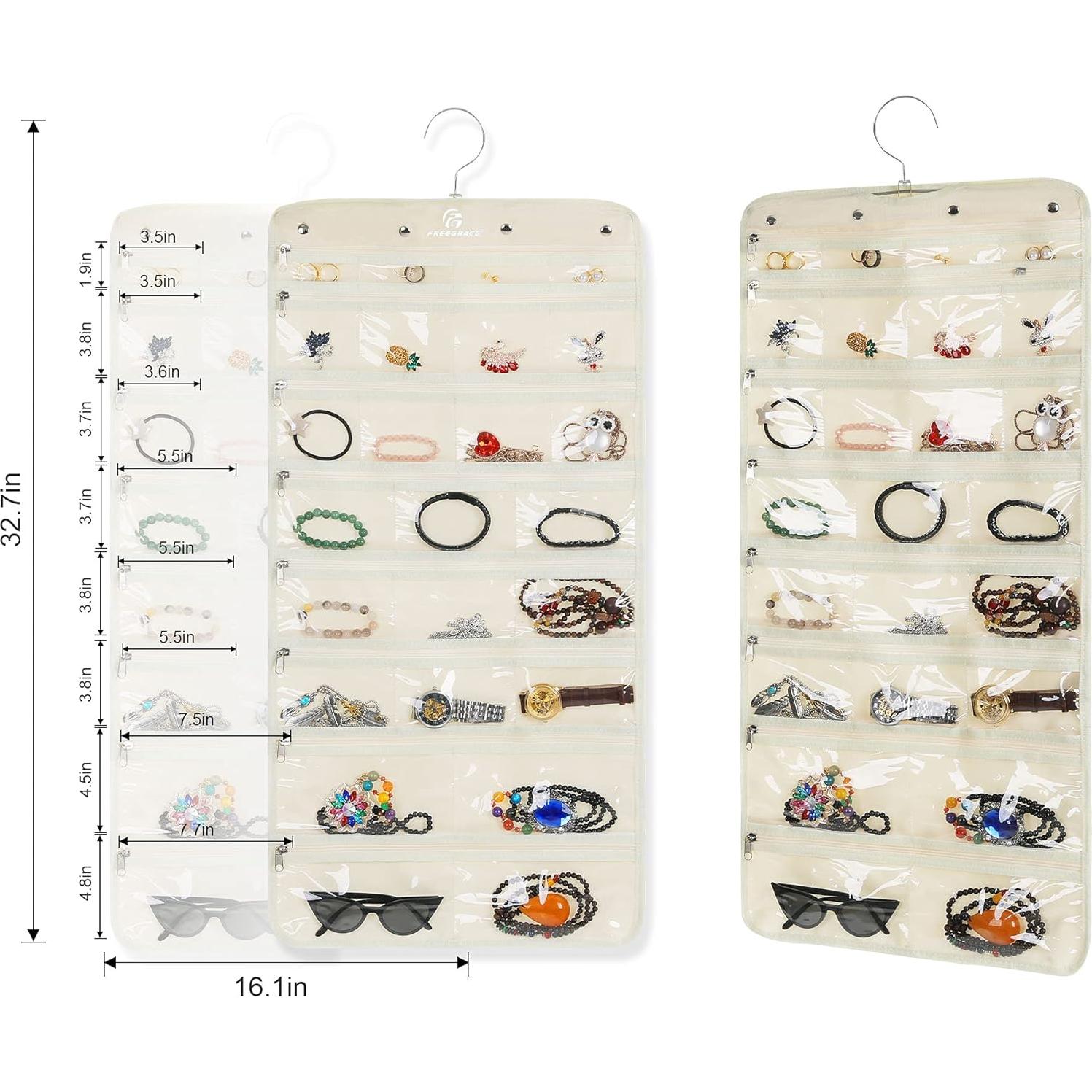 Organizador de Joyería Colgante Freegrace 50 Bolsillos Beige