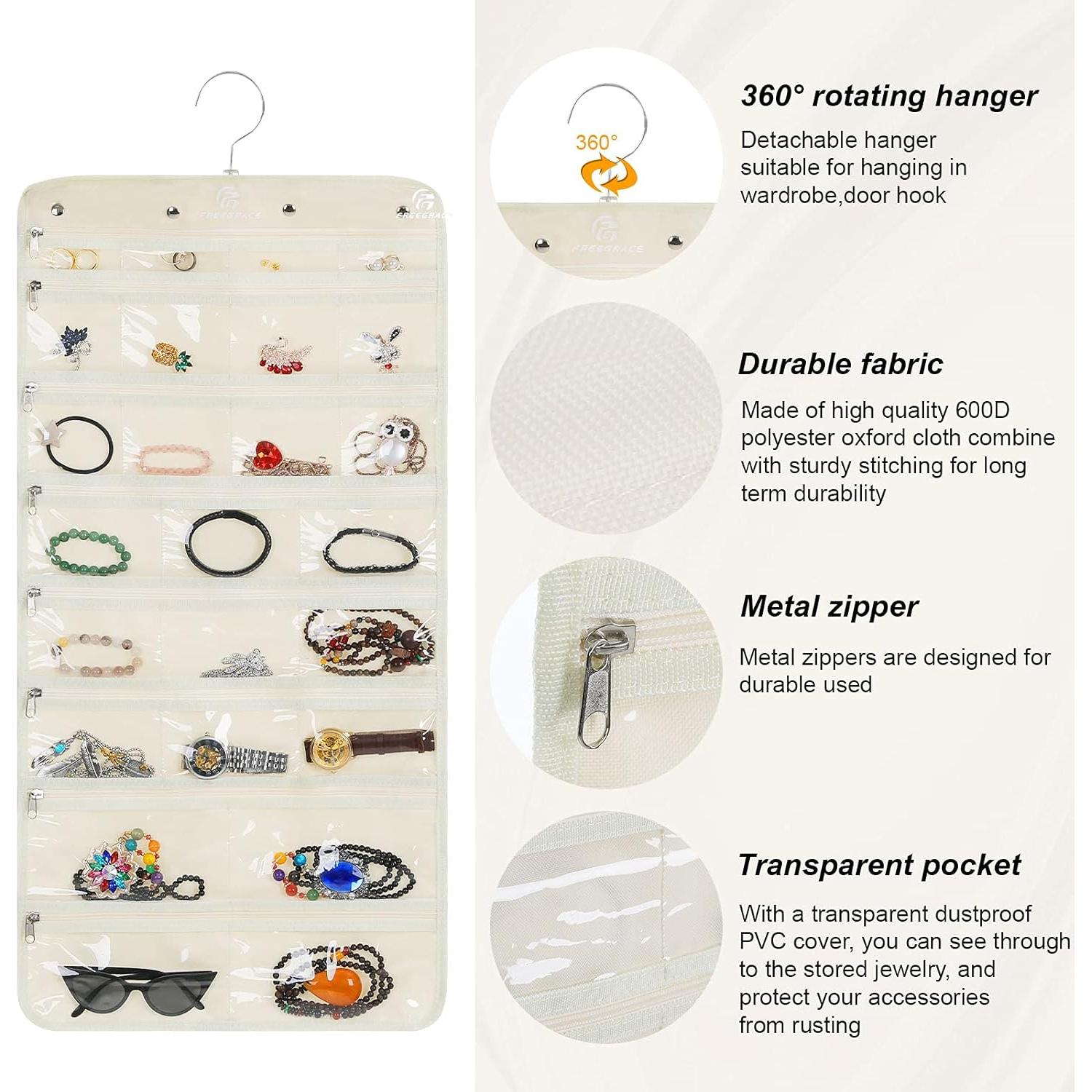 Organizador de Joyería Colgante Freegrace 50 Bolsillos Beige